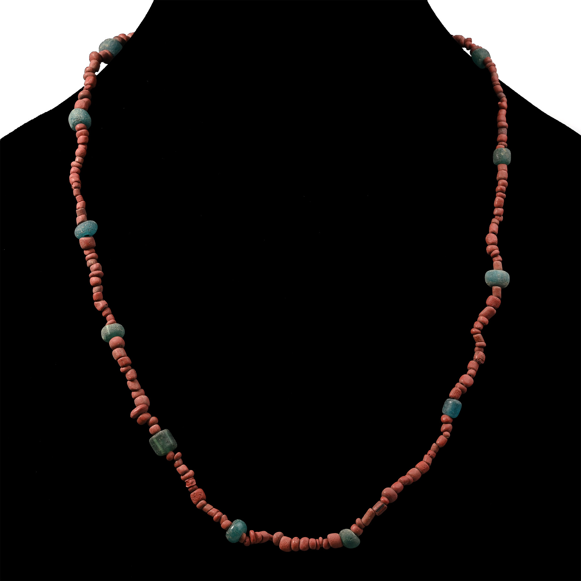 Roman Blue and Crimson Glass Bead Necklace String