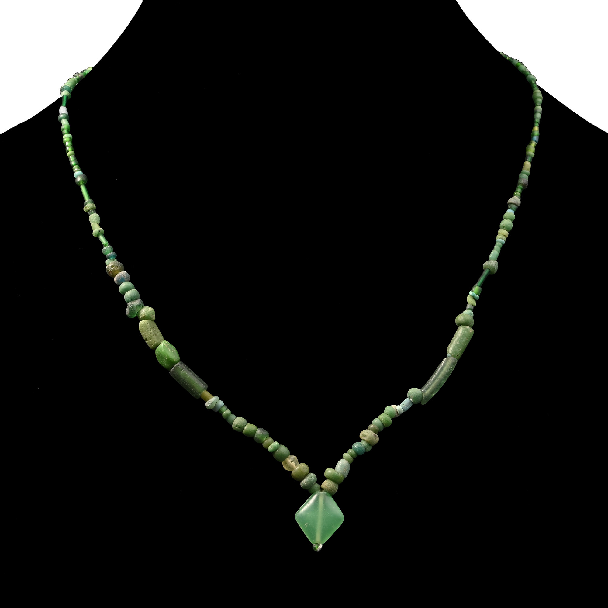 Roman Green Glass Bead Necklace String