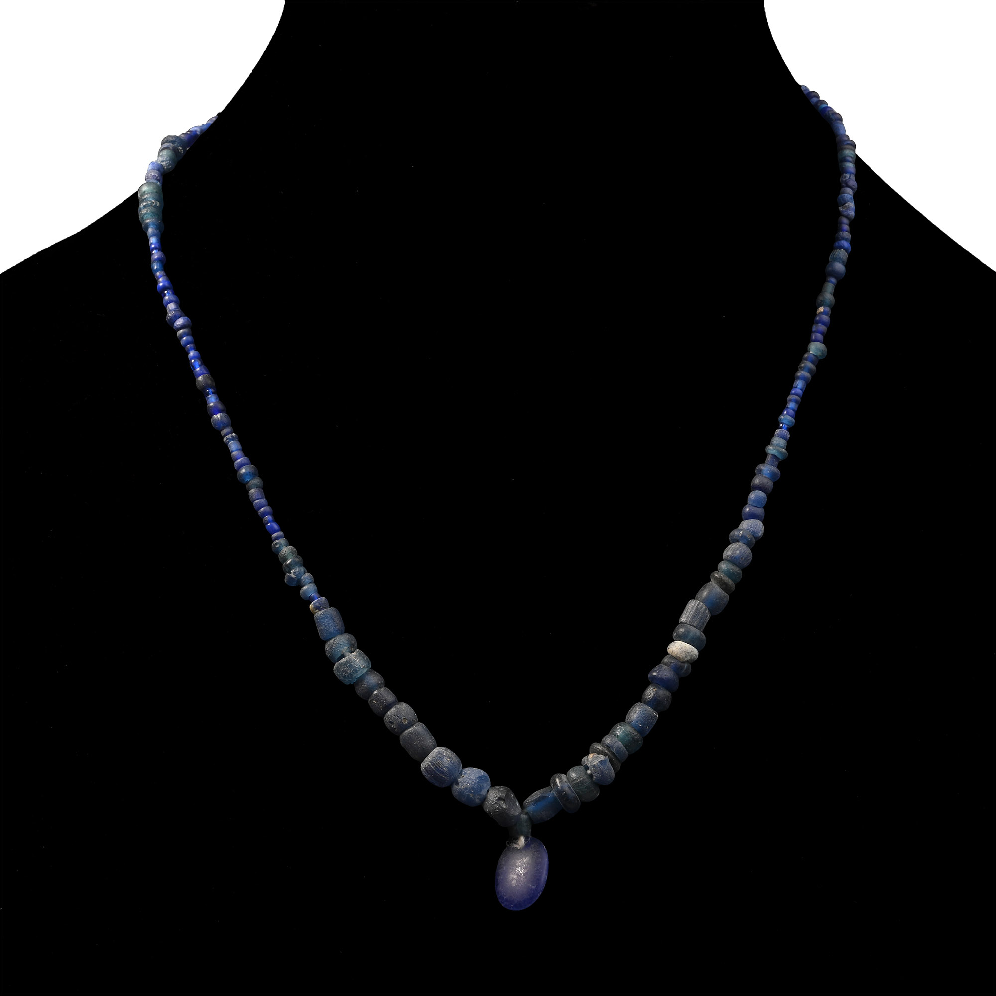 Roman Deep Blue Glass Bead Necklace String
