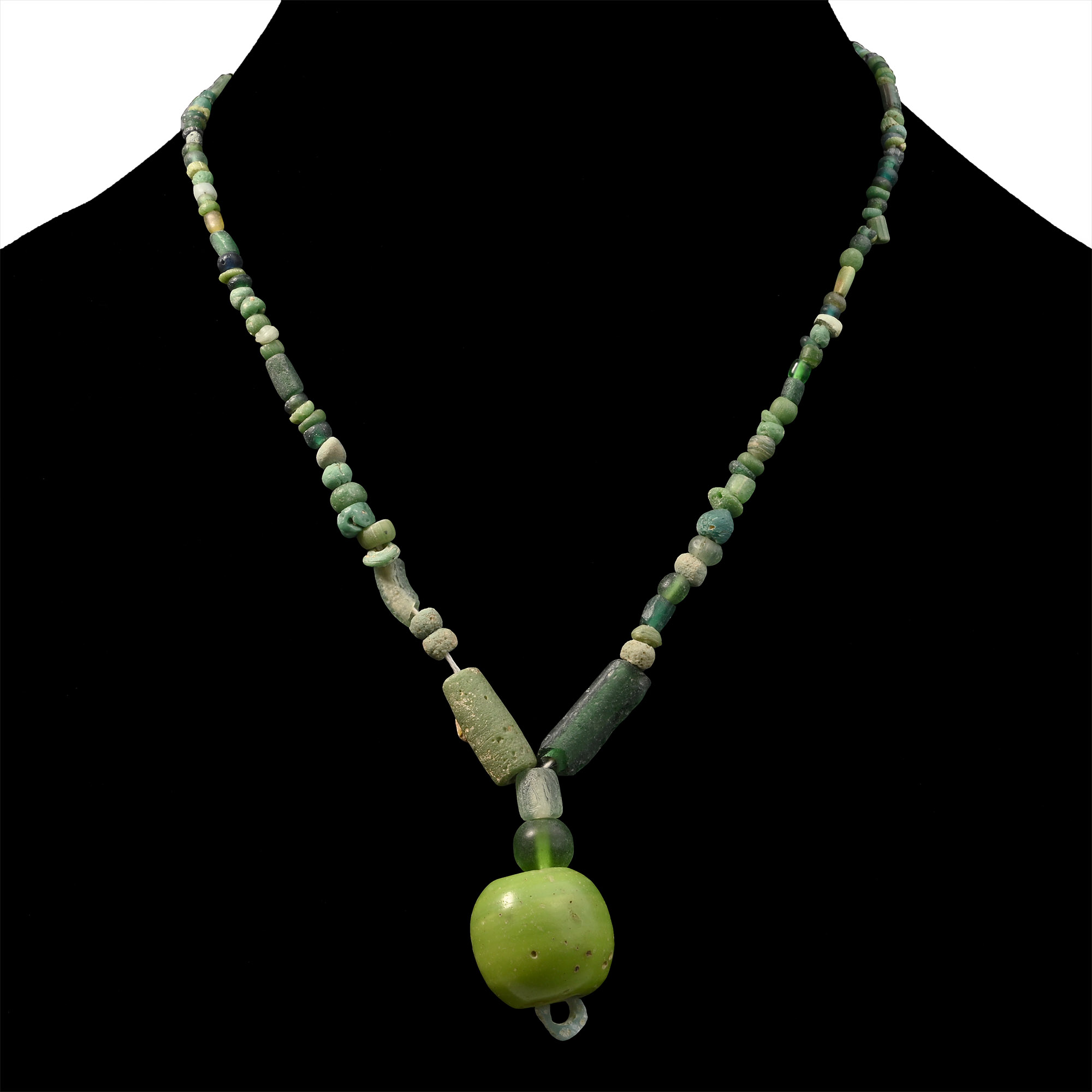 Roman Green Glass Bead Necklace String