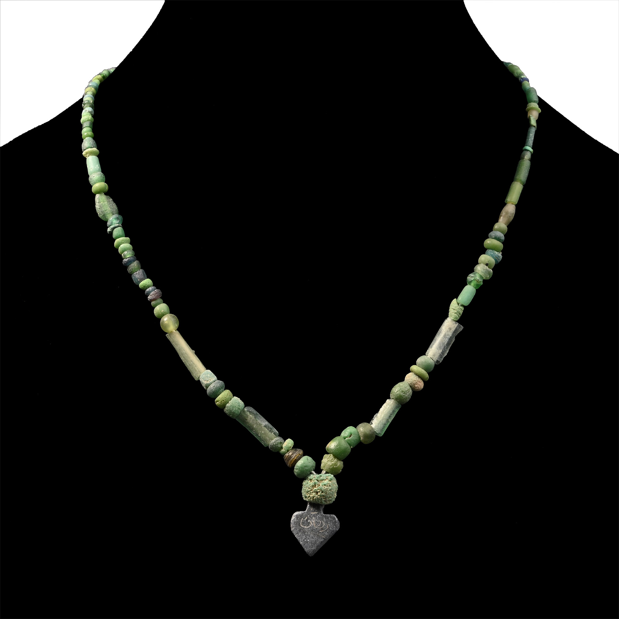 Roman Green Glass Bead Necklace String
