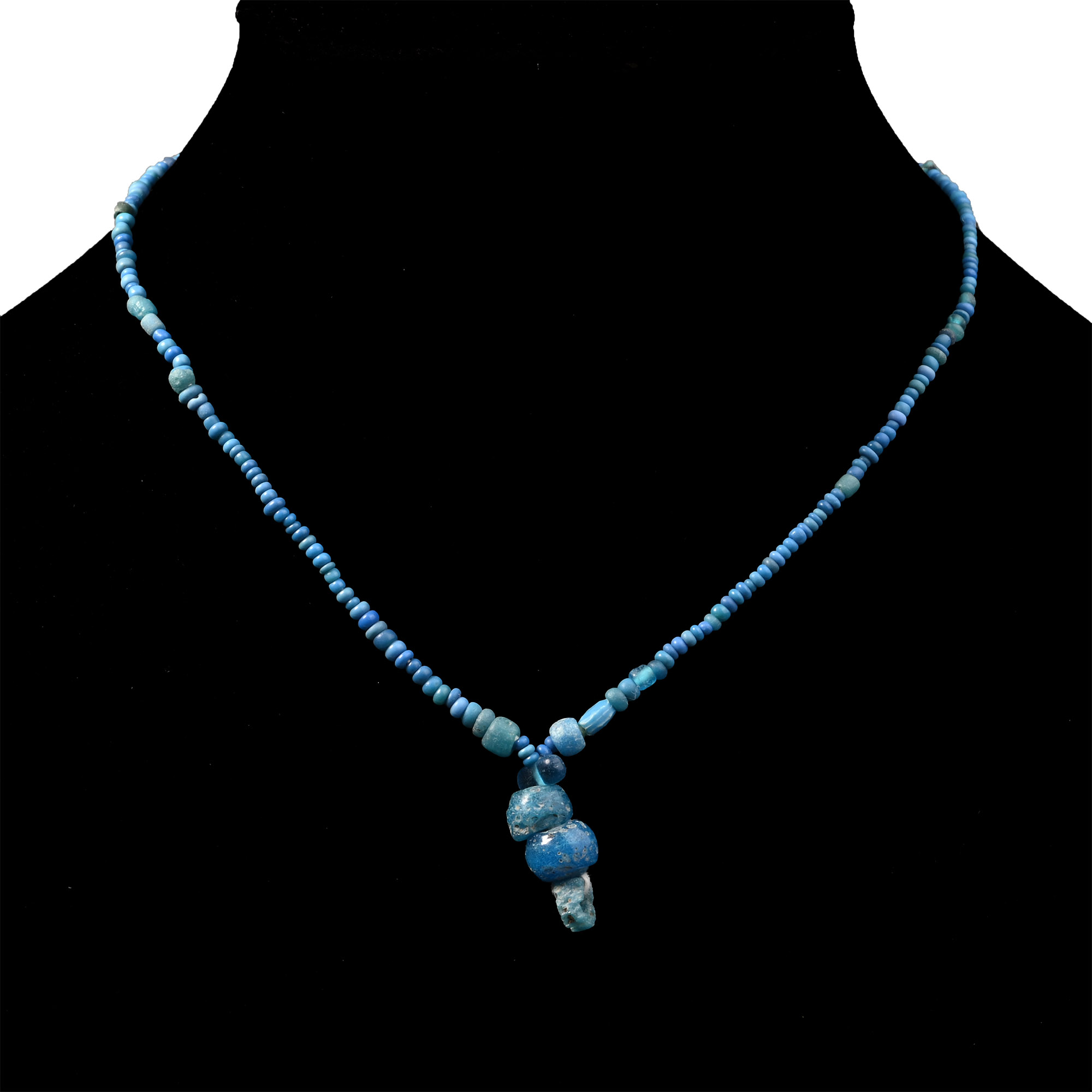 Roman Deep Blue Glass Bead Necklace String