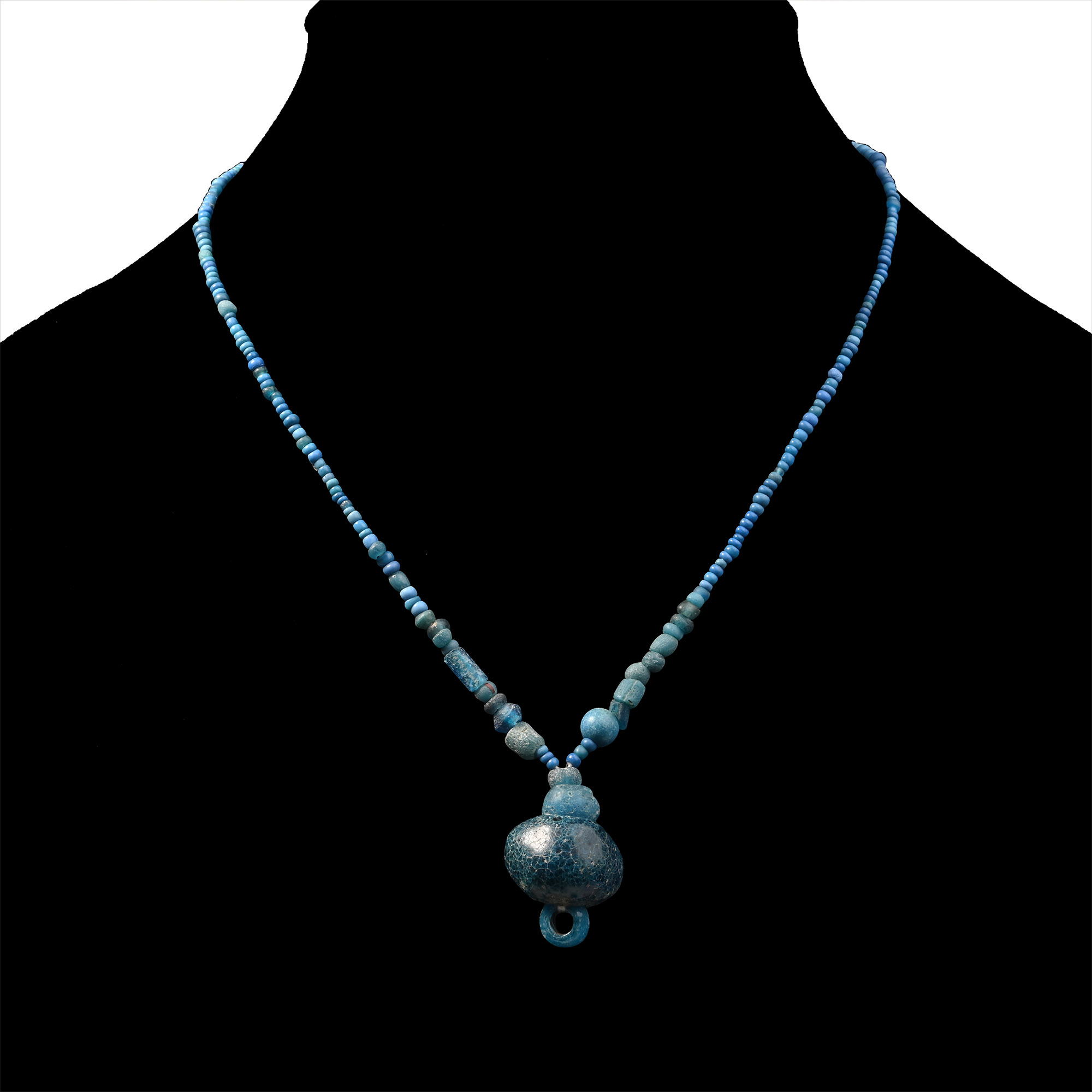 Roman Deep Blue Glass Bead Necklace String