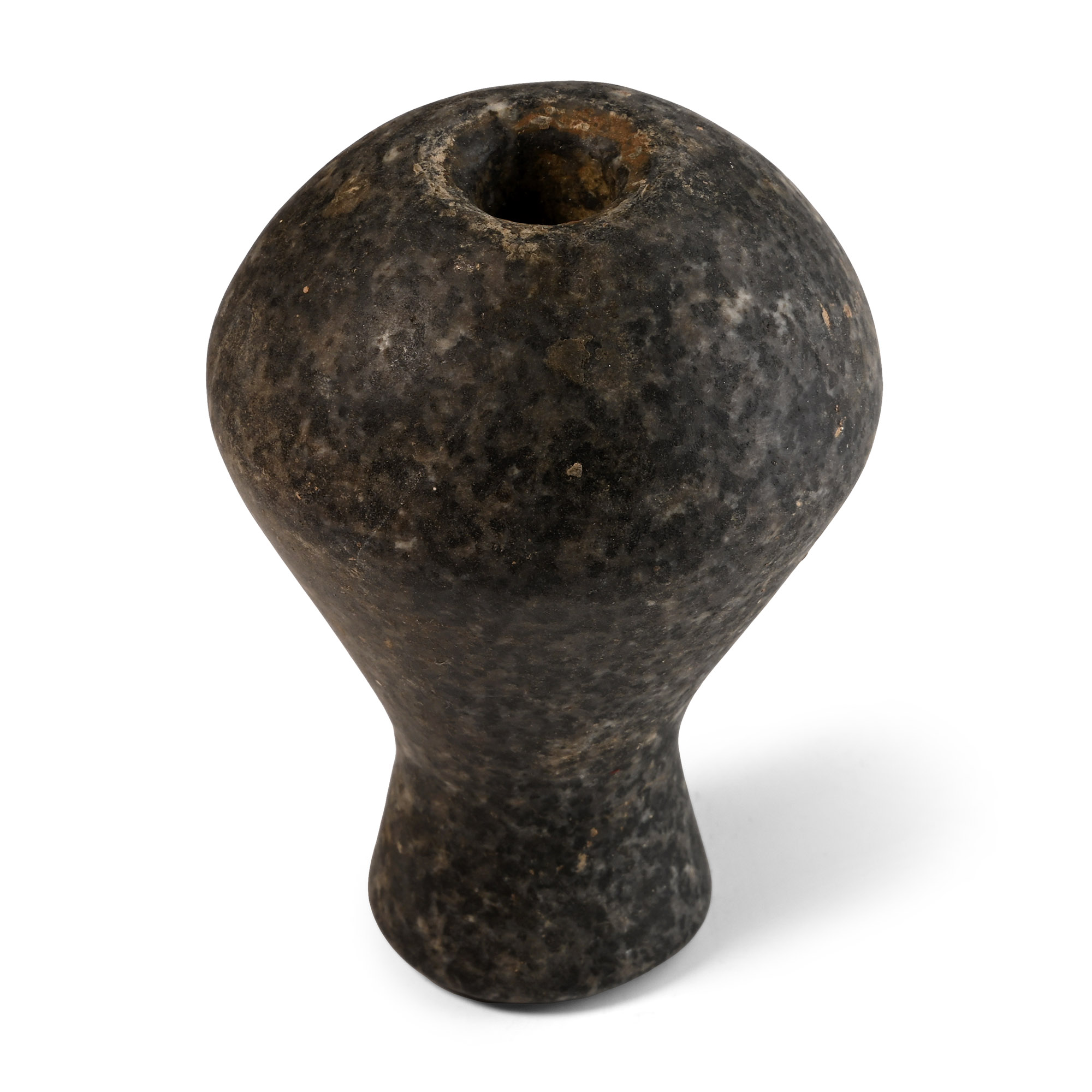 Mesopotamian Black and Grey Mottled Stone Macehead