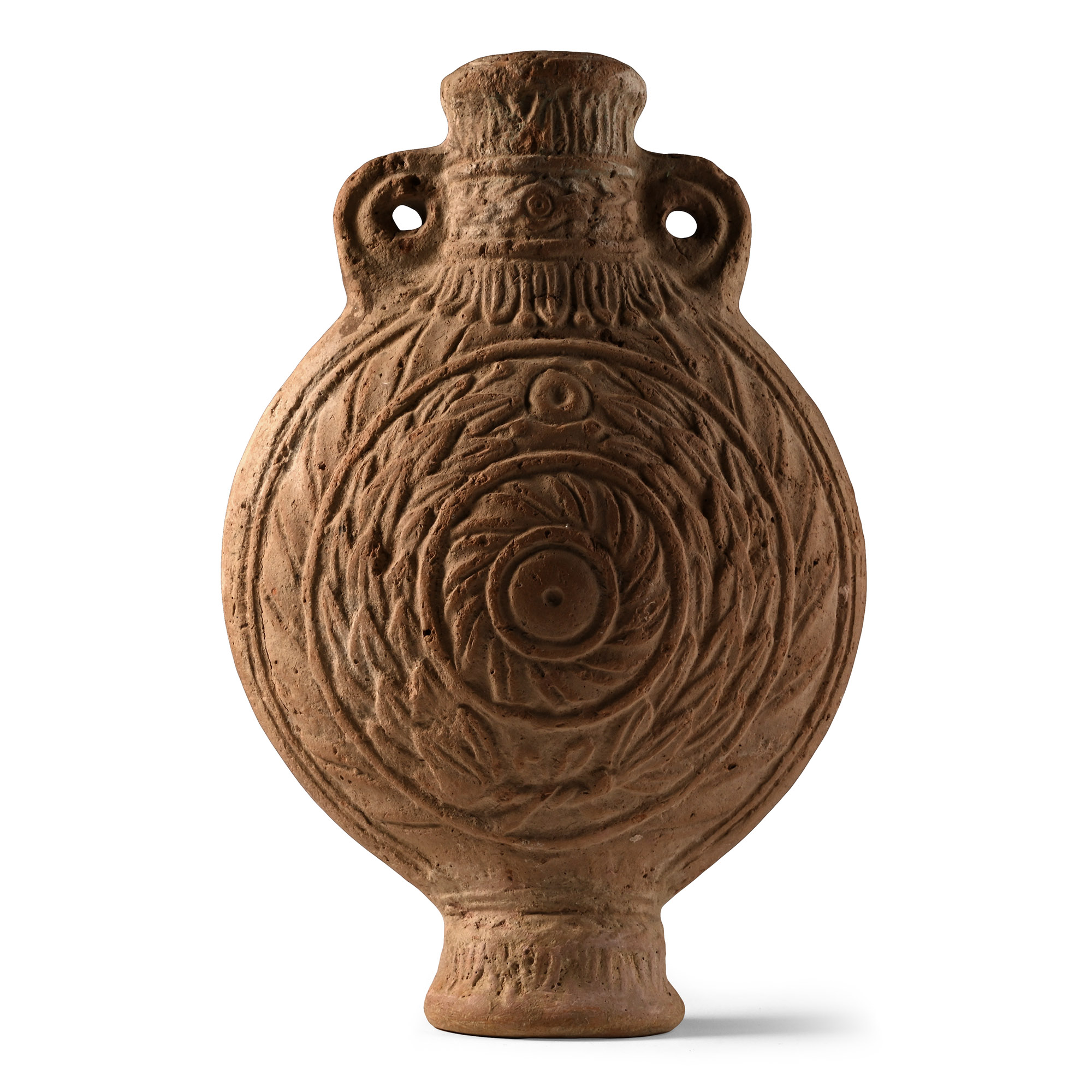 Byzantine Ceramic Pilgrim's Flask with Wreath