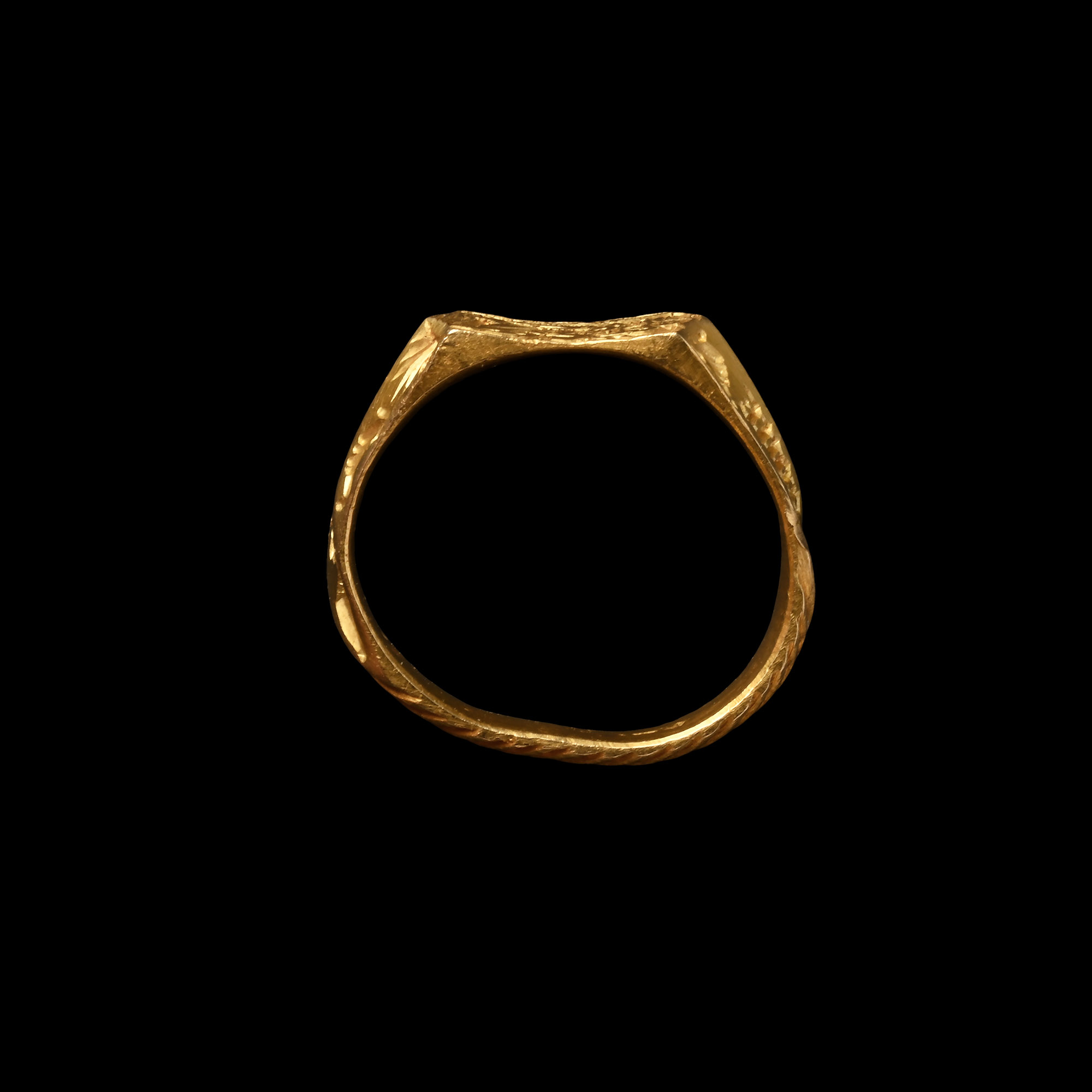 'The Otterington Hall' Medieval Inscribed Iconographic Gold Ring with Saint Christopher