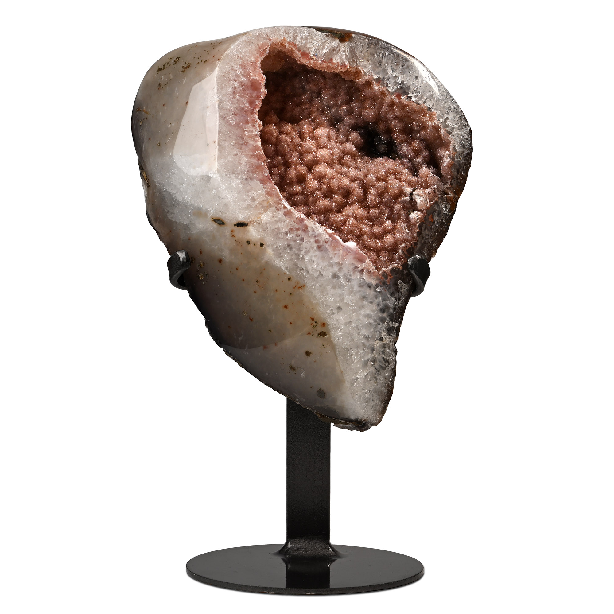 Pink Quartz Crystal Geode Display