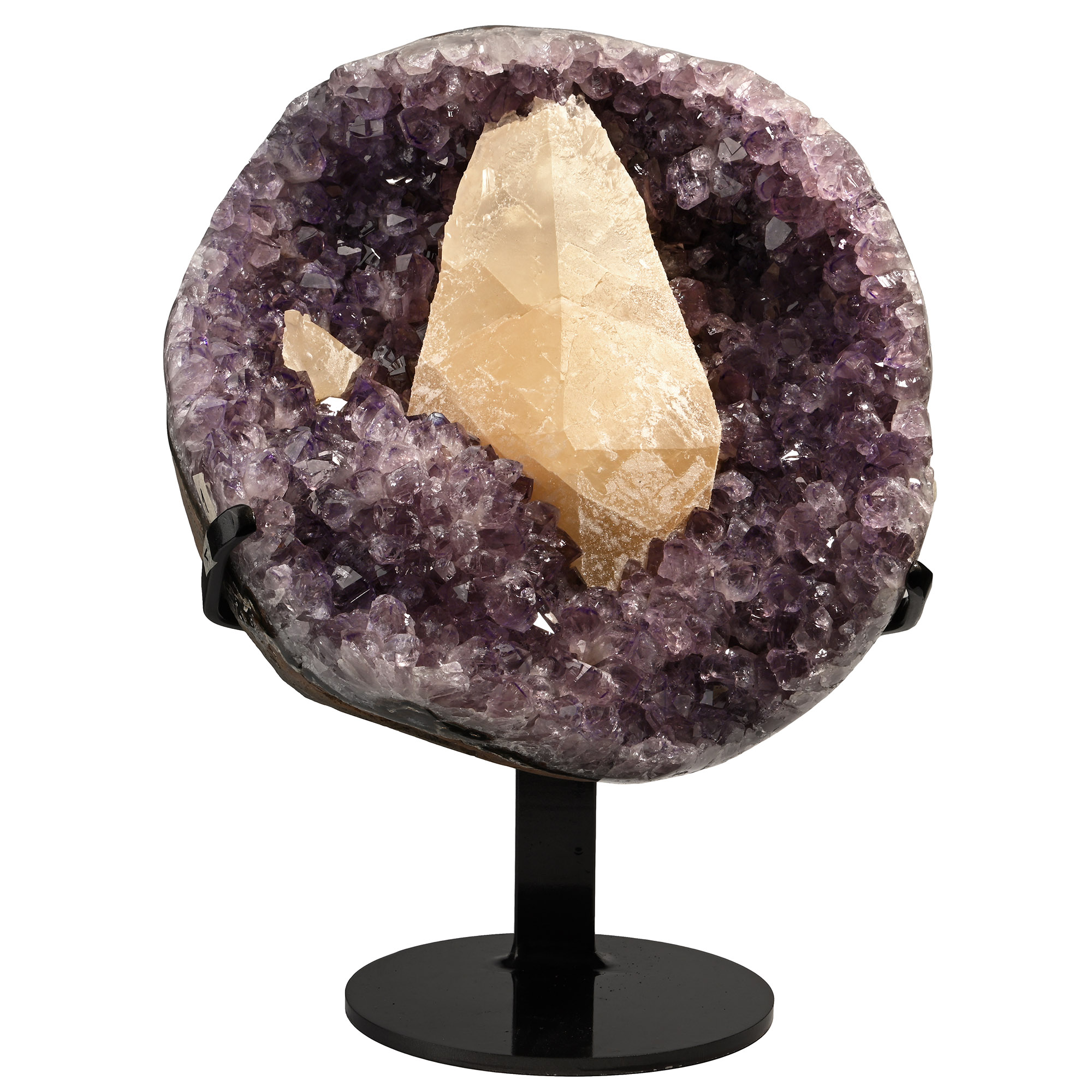 Amethyst Crystal Display with Calcite