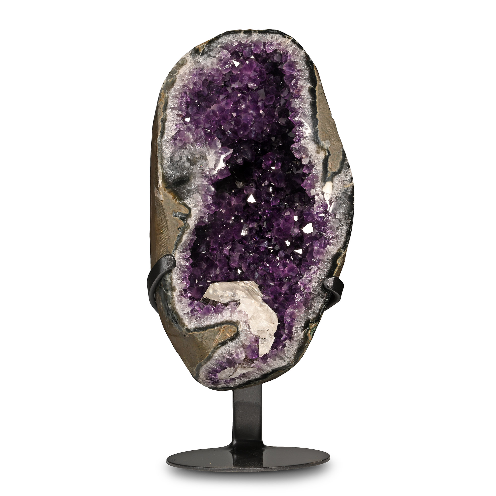 Amethyst Crystal Display with Calcite