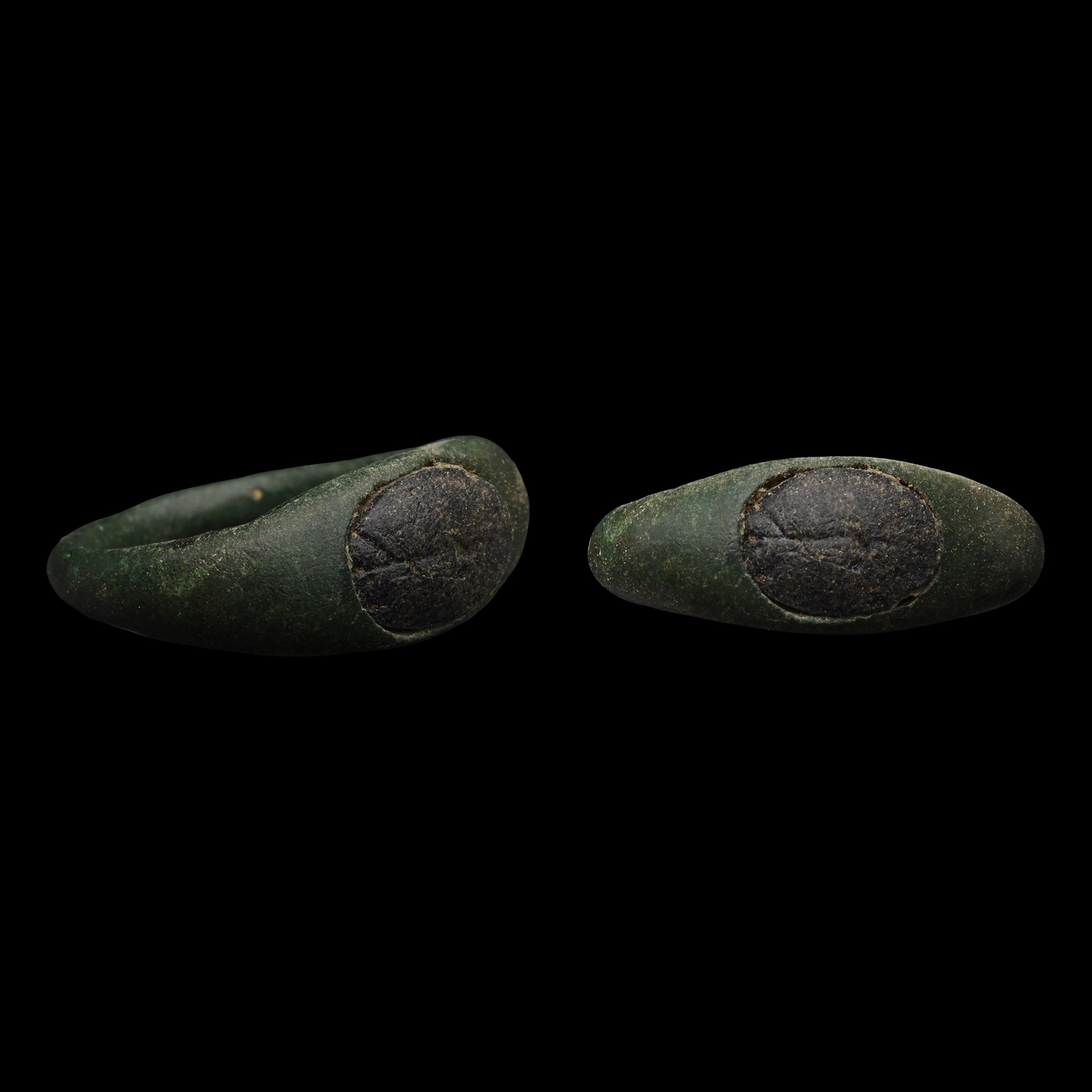 Roman Bronze Ring with Gemstone