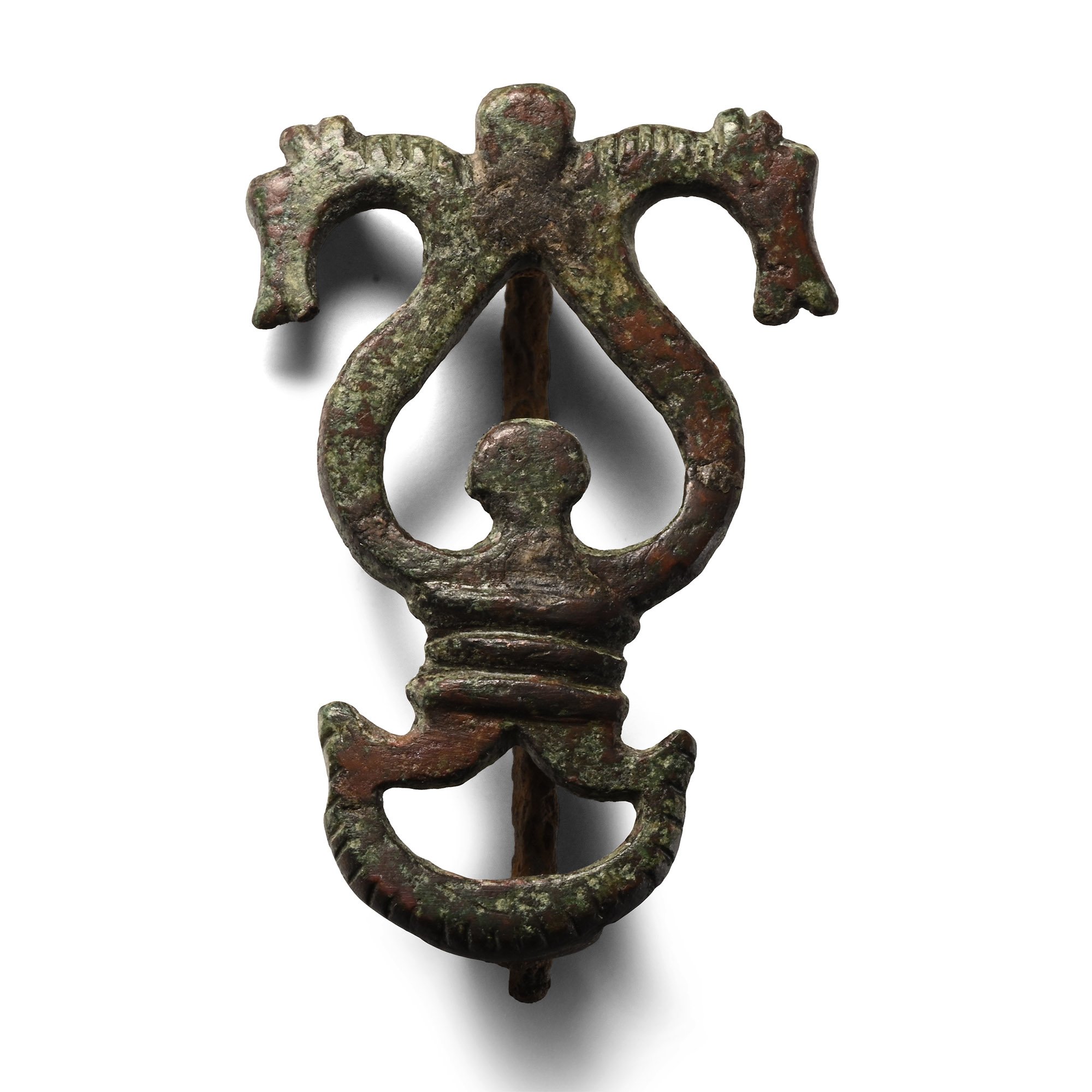 Roman Bronze Double Horse-Headed Brooch