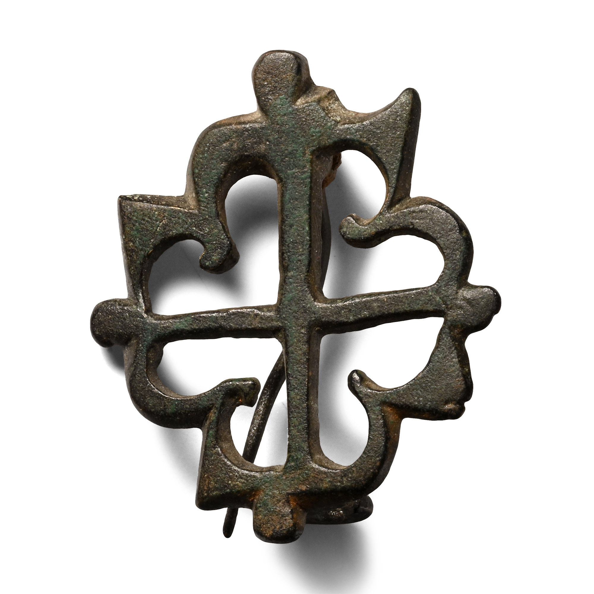 Roman Bronze Axe Wheel Plate Brooch