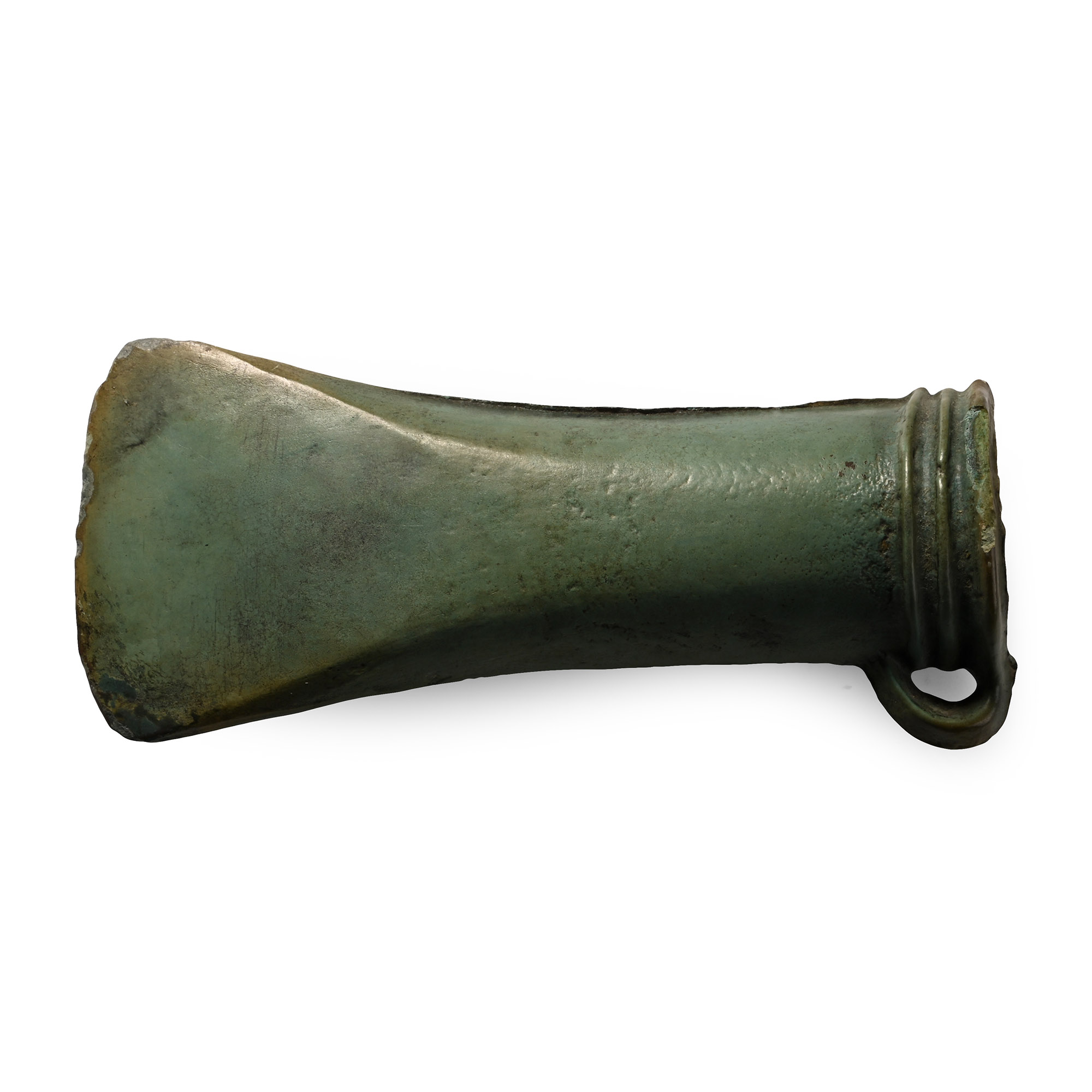 Large Bronze Age Decorated Looped and Socketted Axehead