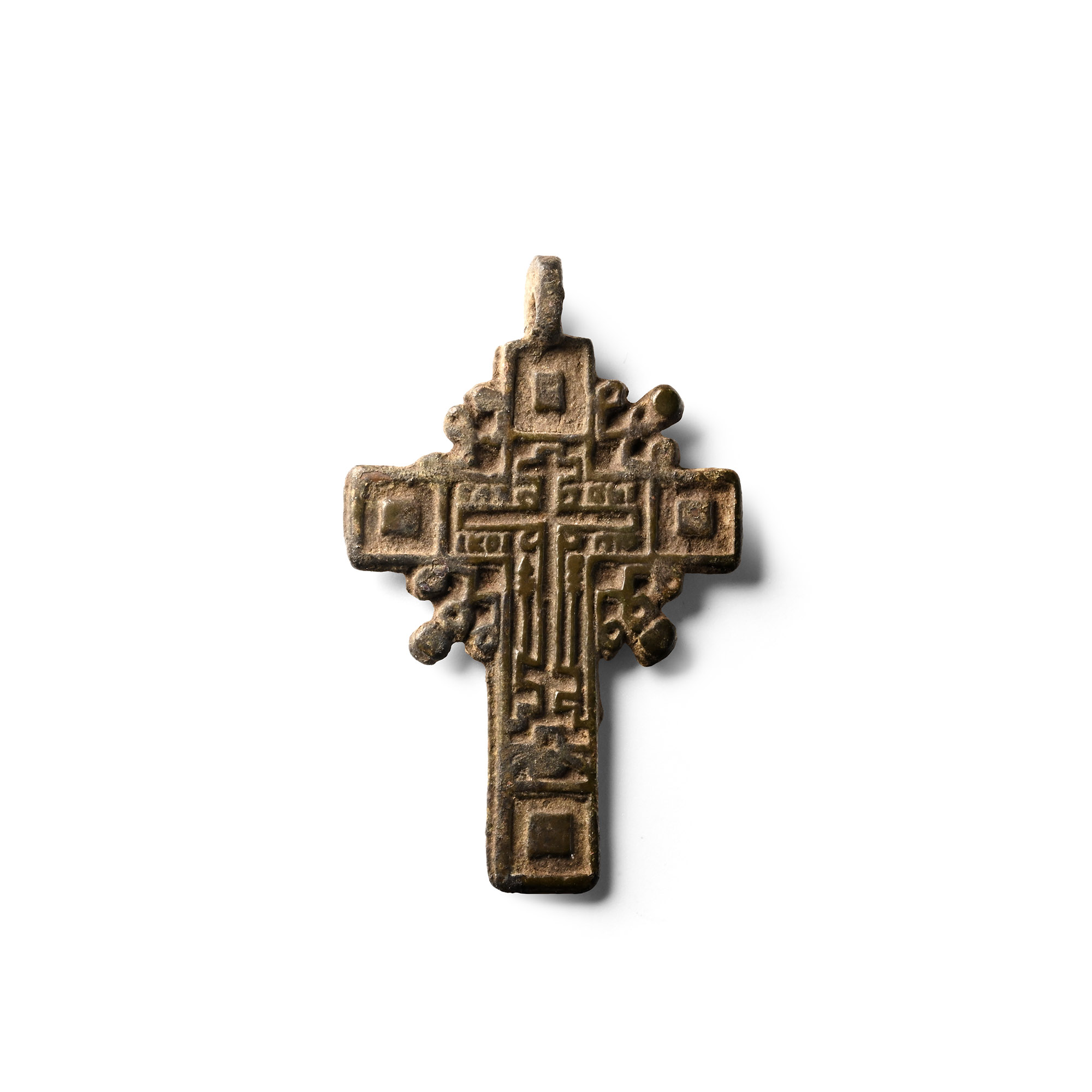 Russian Orthodox Bronze Cross Pendant