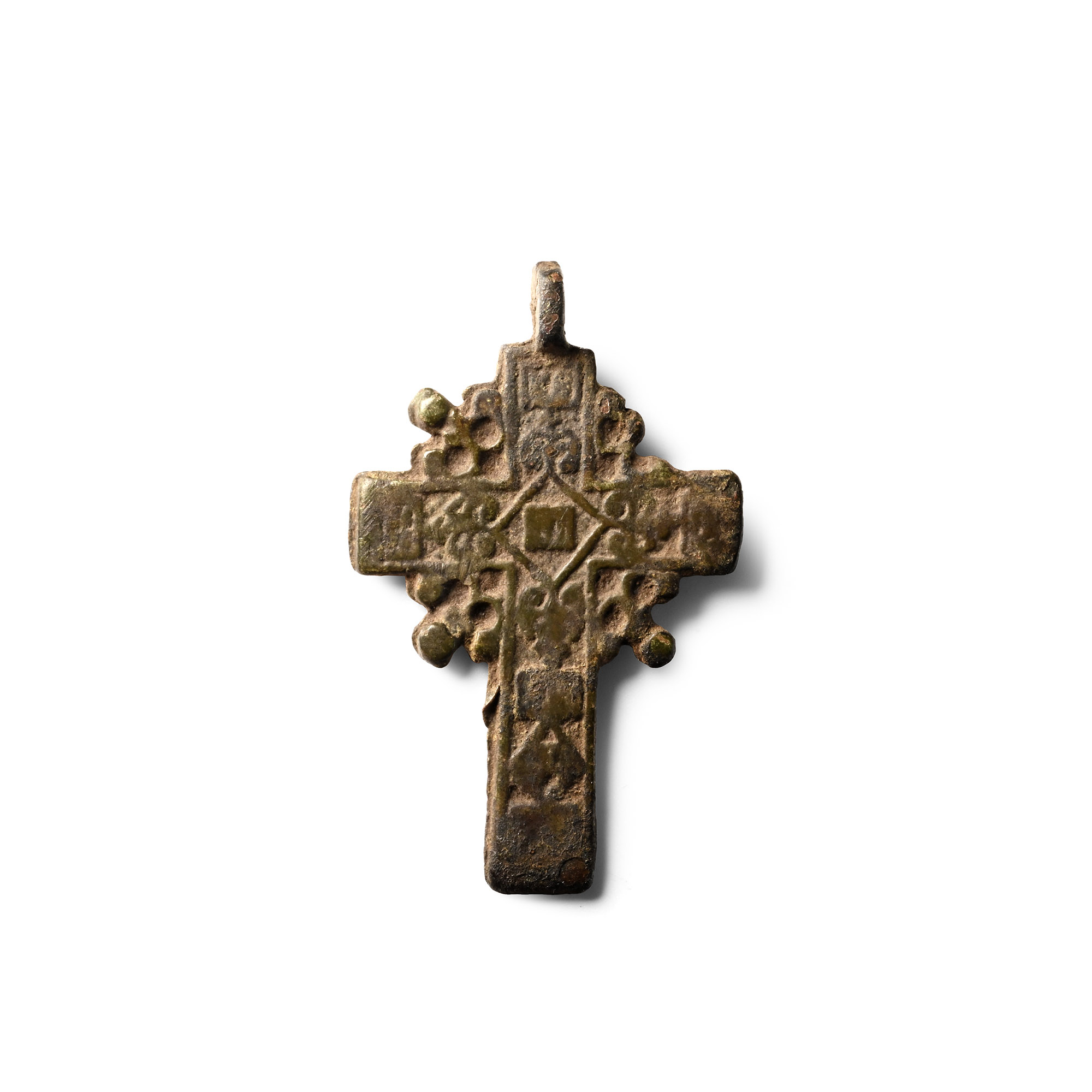 Russian Orthodox Bronze Cross Pendant