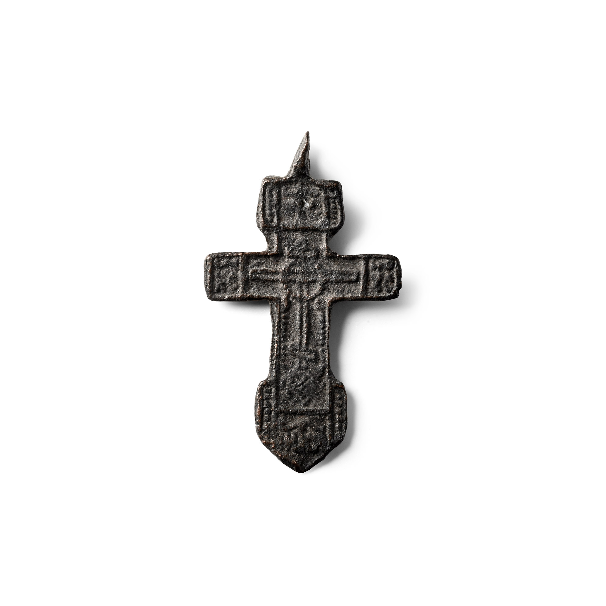 Eastern European Orthodox Bronze Cross Pendant