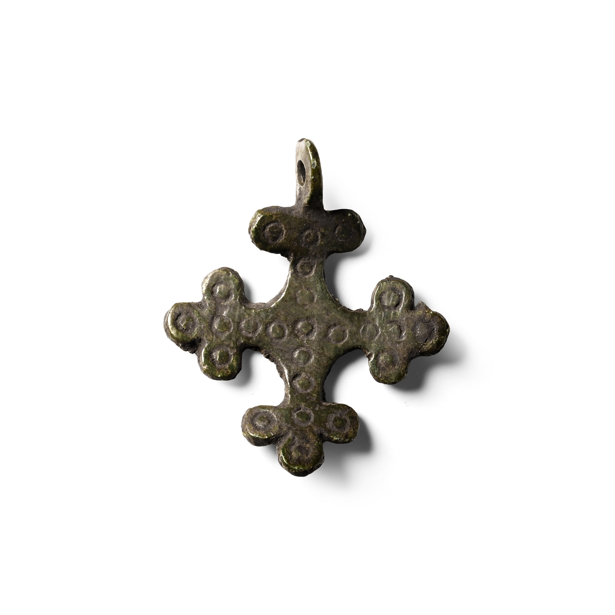 Byzantine Bronze Reliquary Cross Pendant