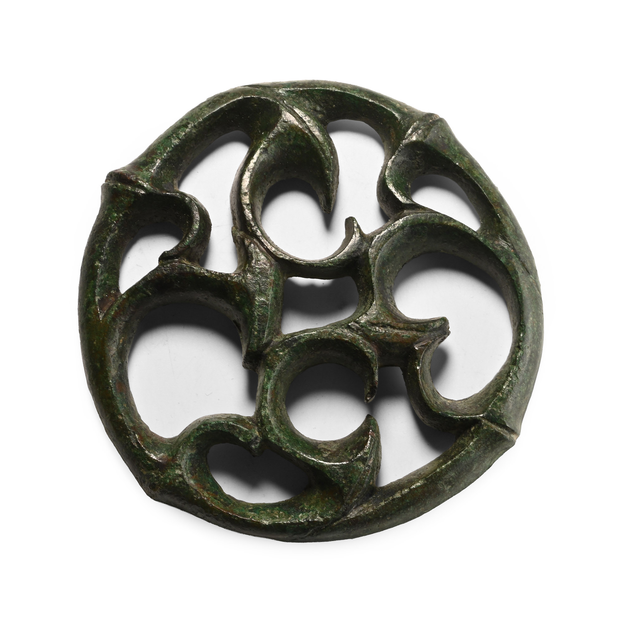 Large Romano-Celtic Bronze Trumpet-Whorl Chariot Mount