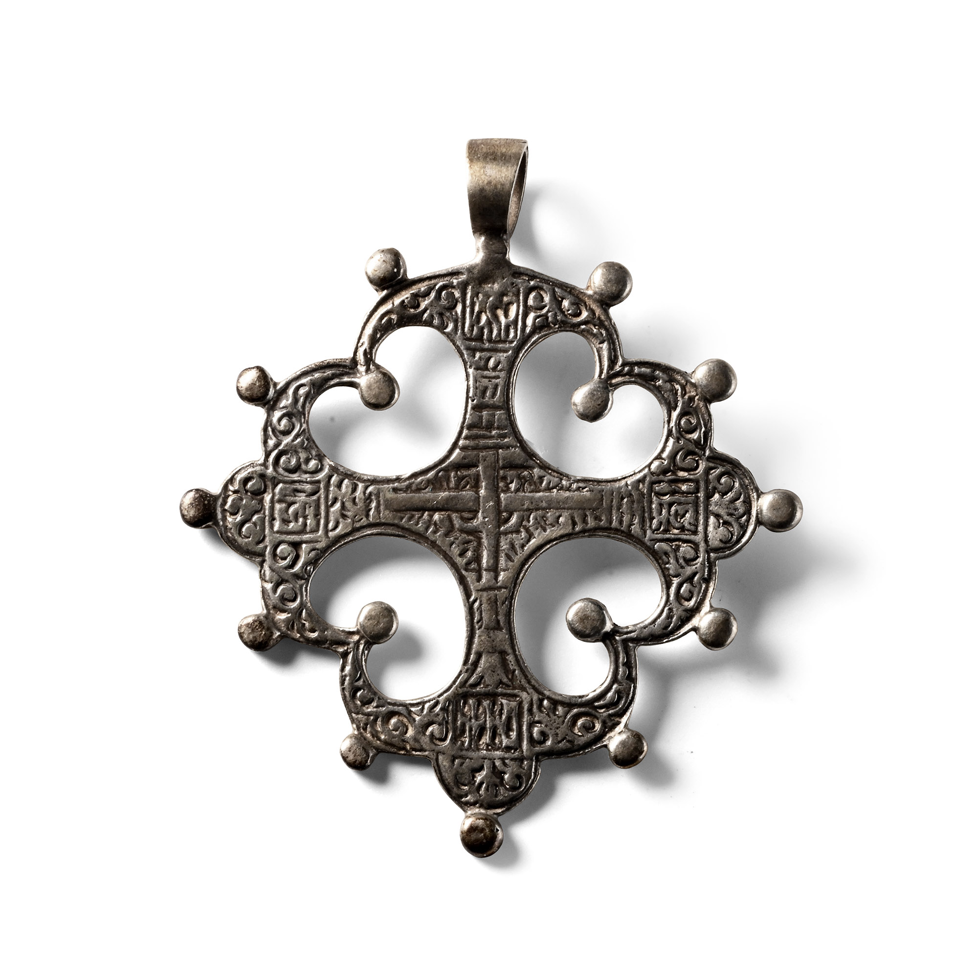 Russian Orthodox White Metal Cross Pendant