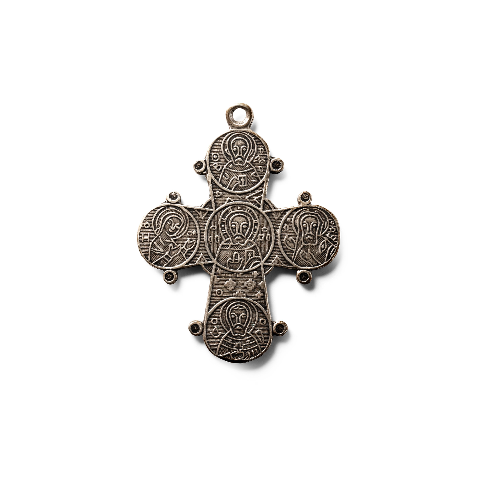 Russian Orthodox White Metal Cross Pendant