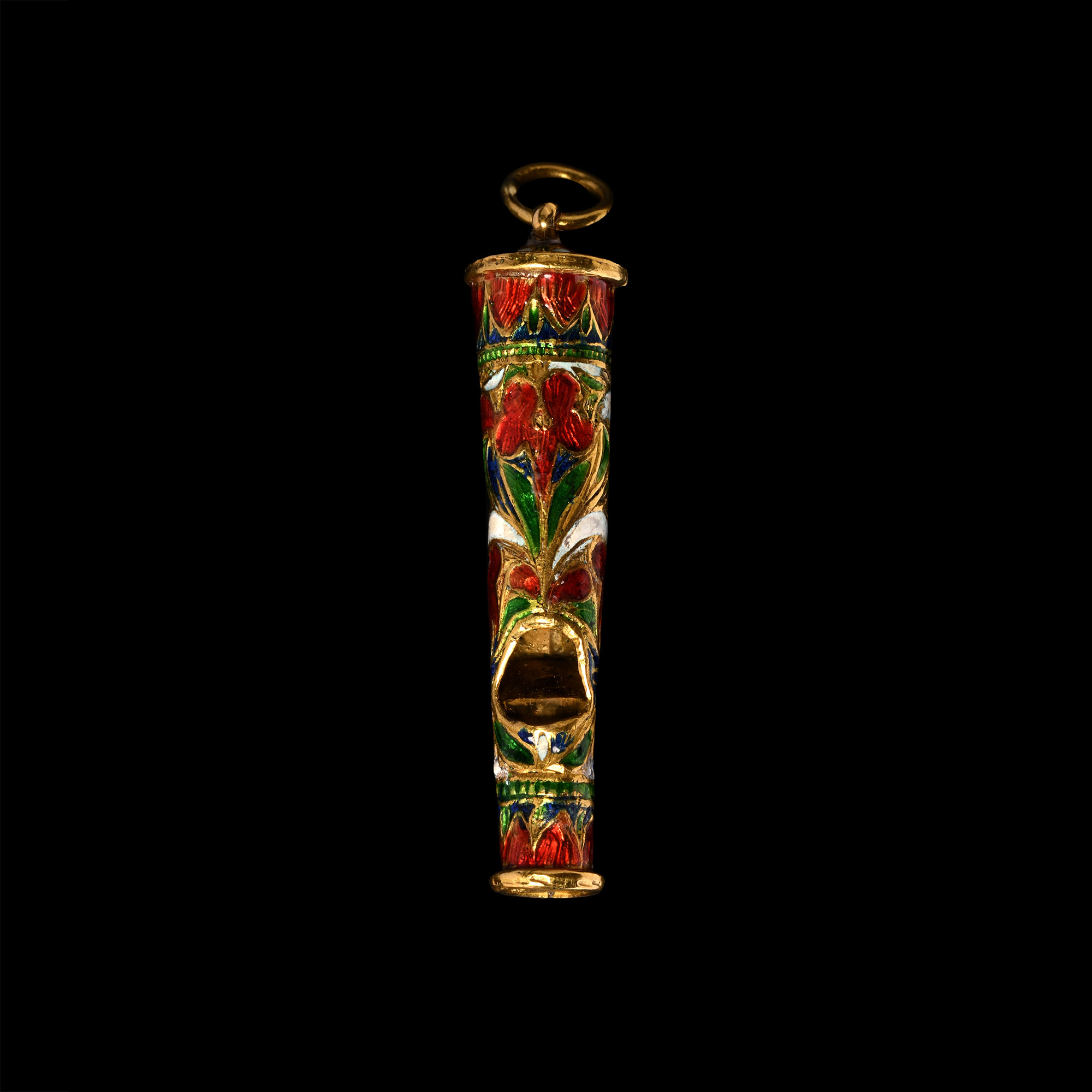 Enamelled Gold Hawking Whistle