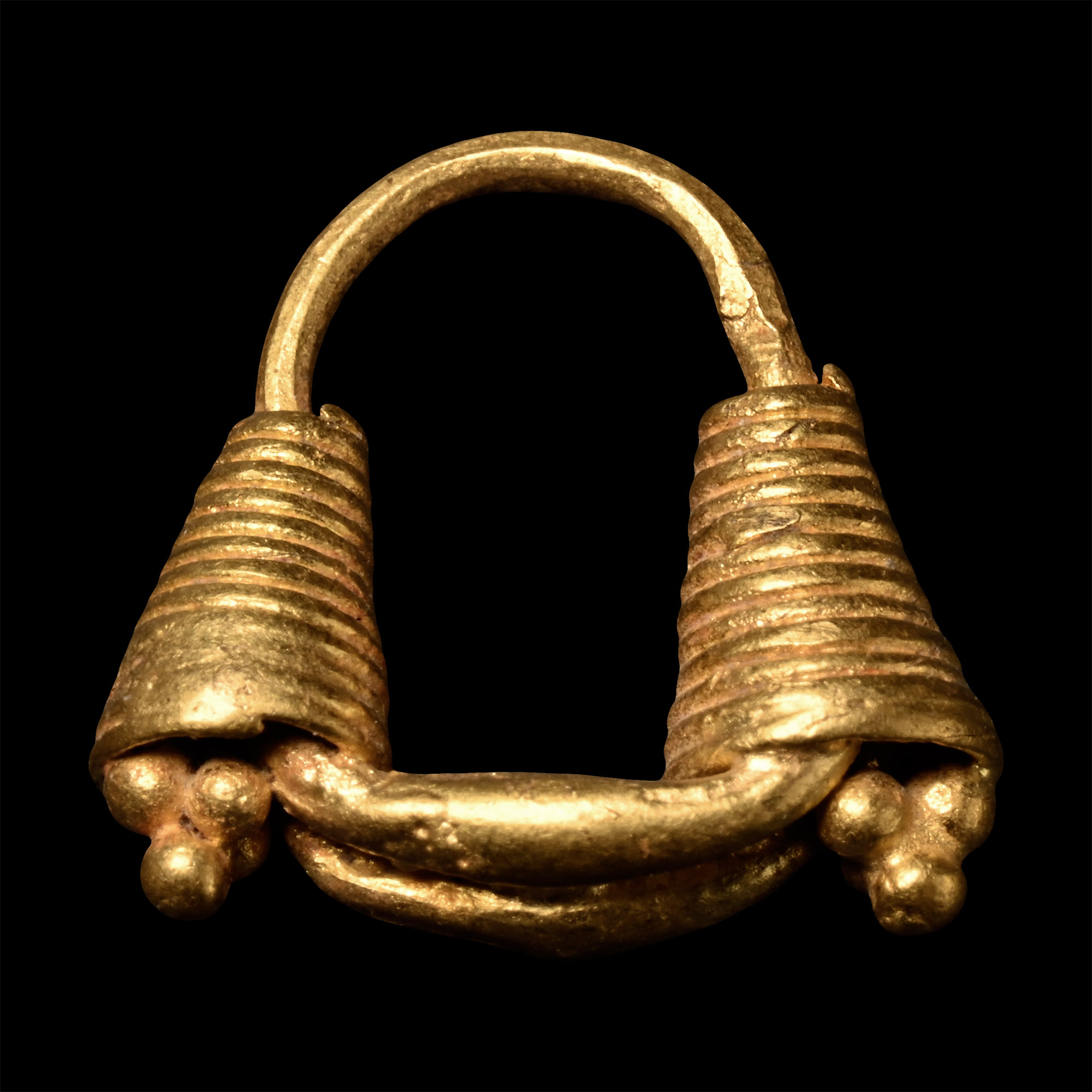Assyrian Gold Earring with Double Twisted Wires