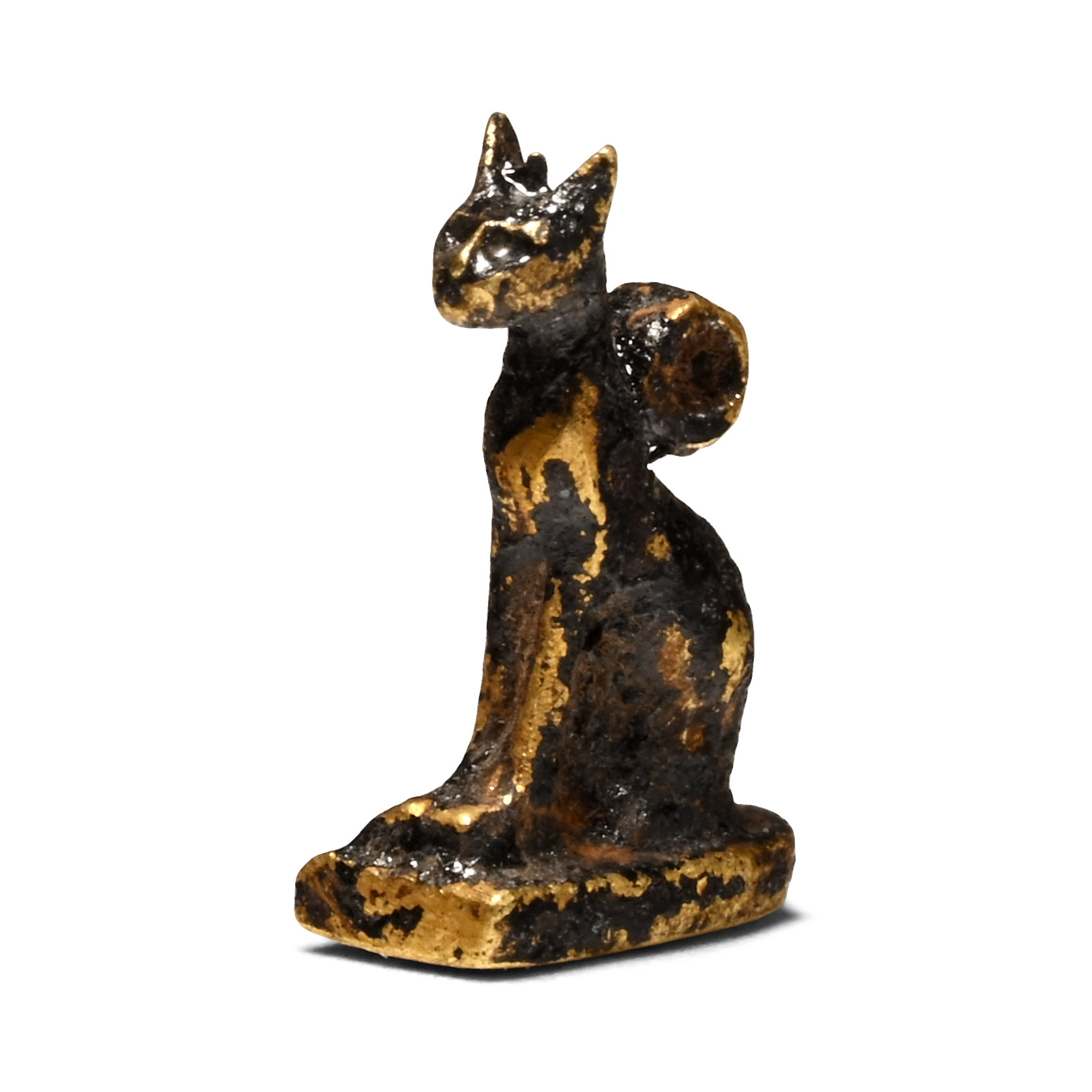 Egyptian Gold Bastet Seated Cat Amulet