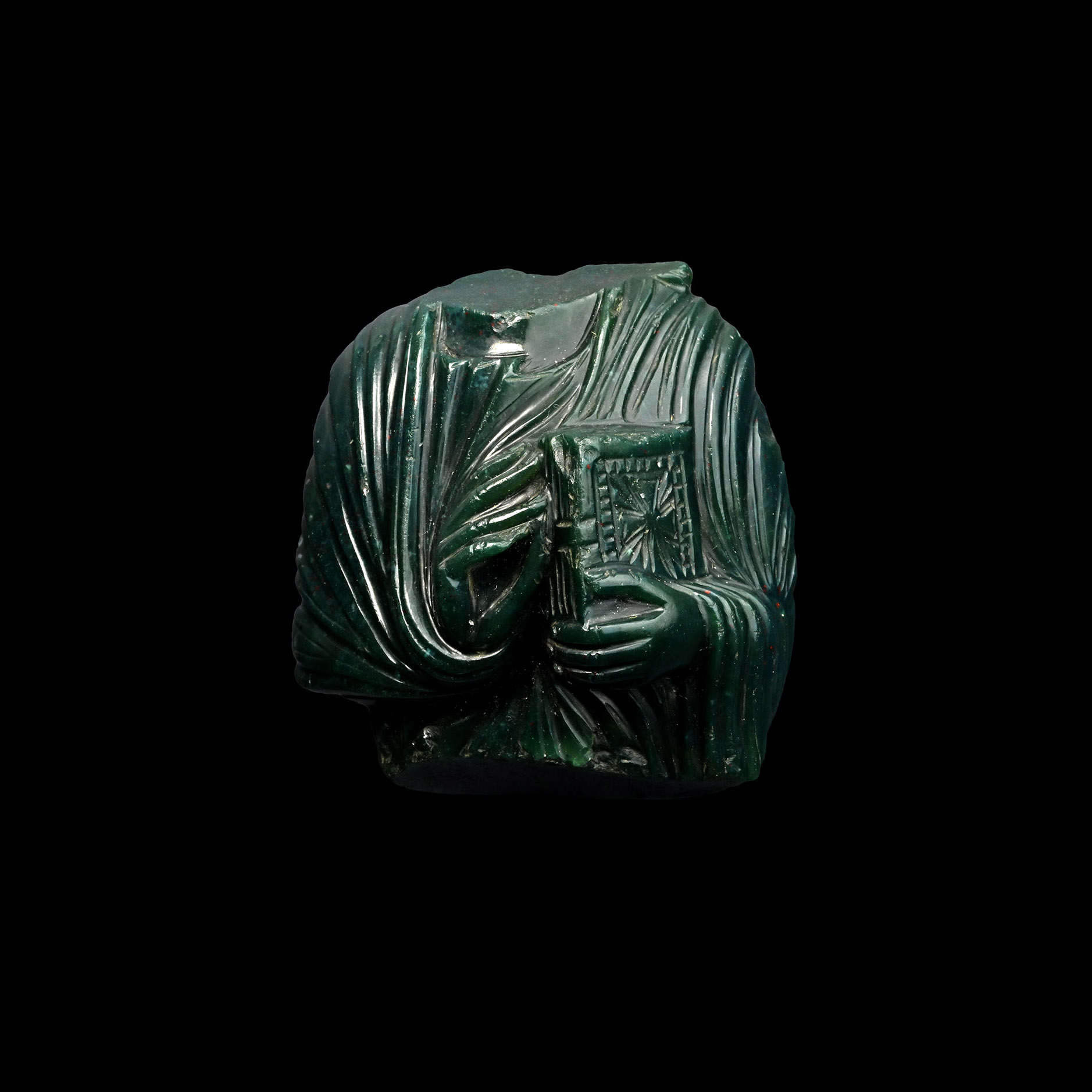 Byzantine Nephrite Icon Fragment with Christ Blessing