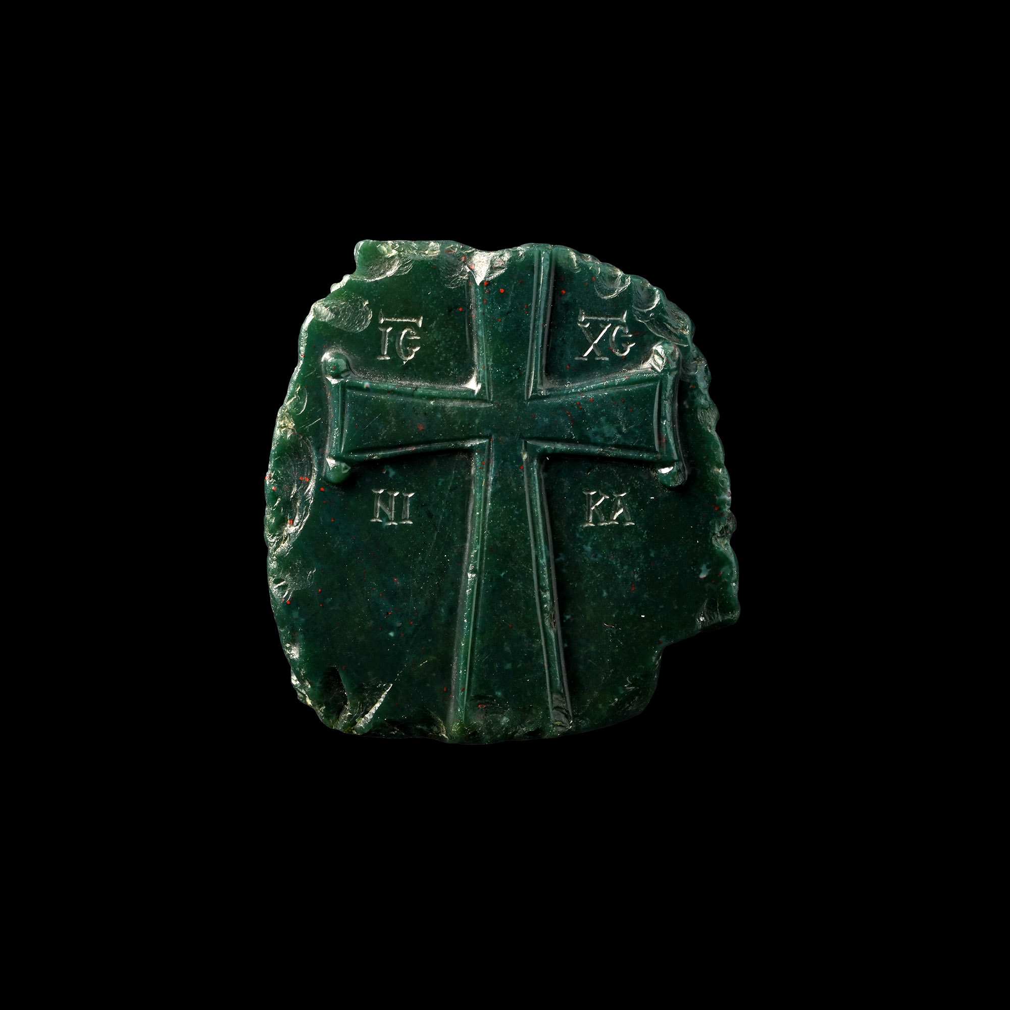 Byzantine Nephrite Icon Fragment with Christ Blessing