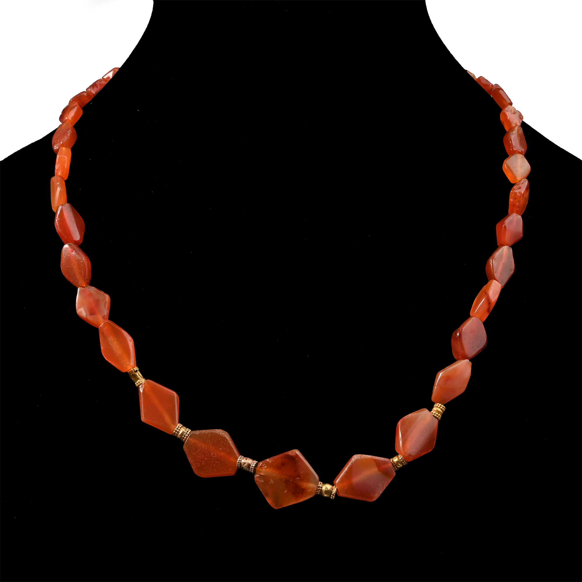 Western Asiatic Carnelian and Gold Bead Necklace