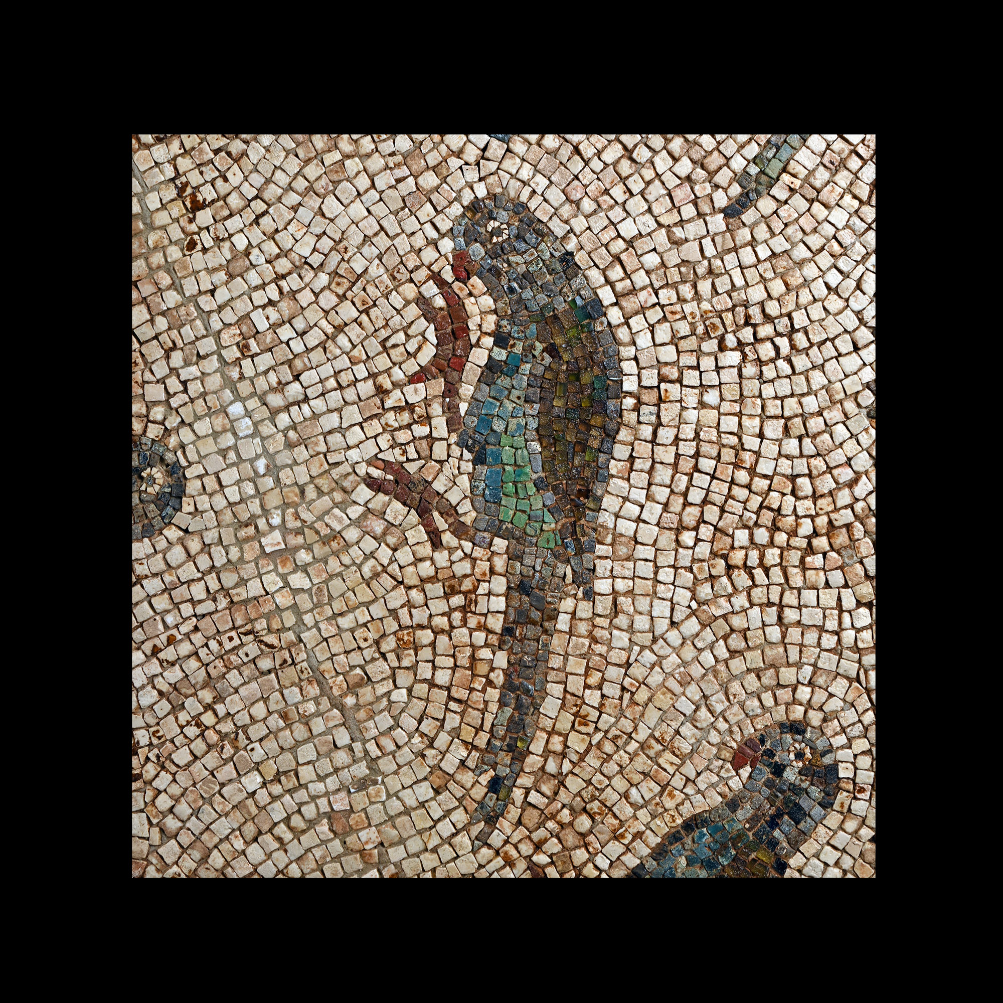 Large Late Roman Mosaic with Inlaid Glass Birds