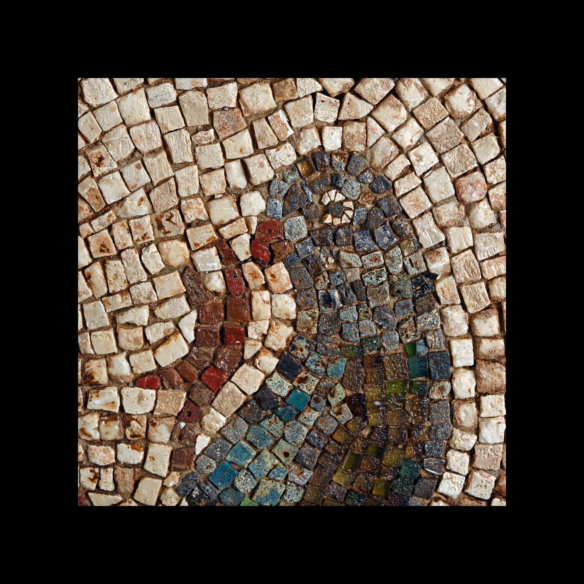 Large Late Roman Mosaic with Inlaid Glass Birds