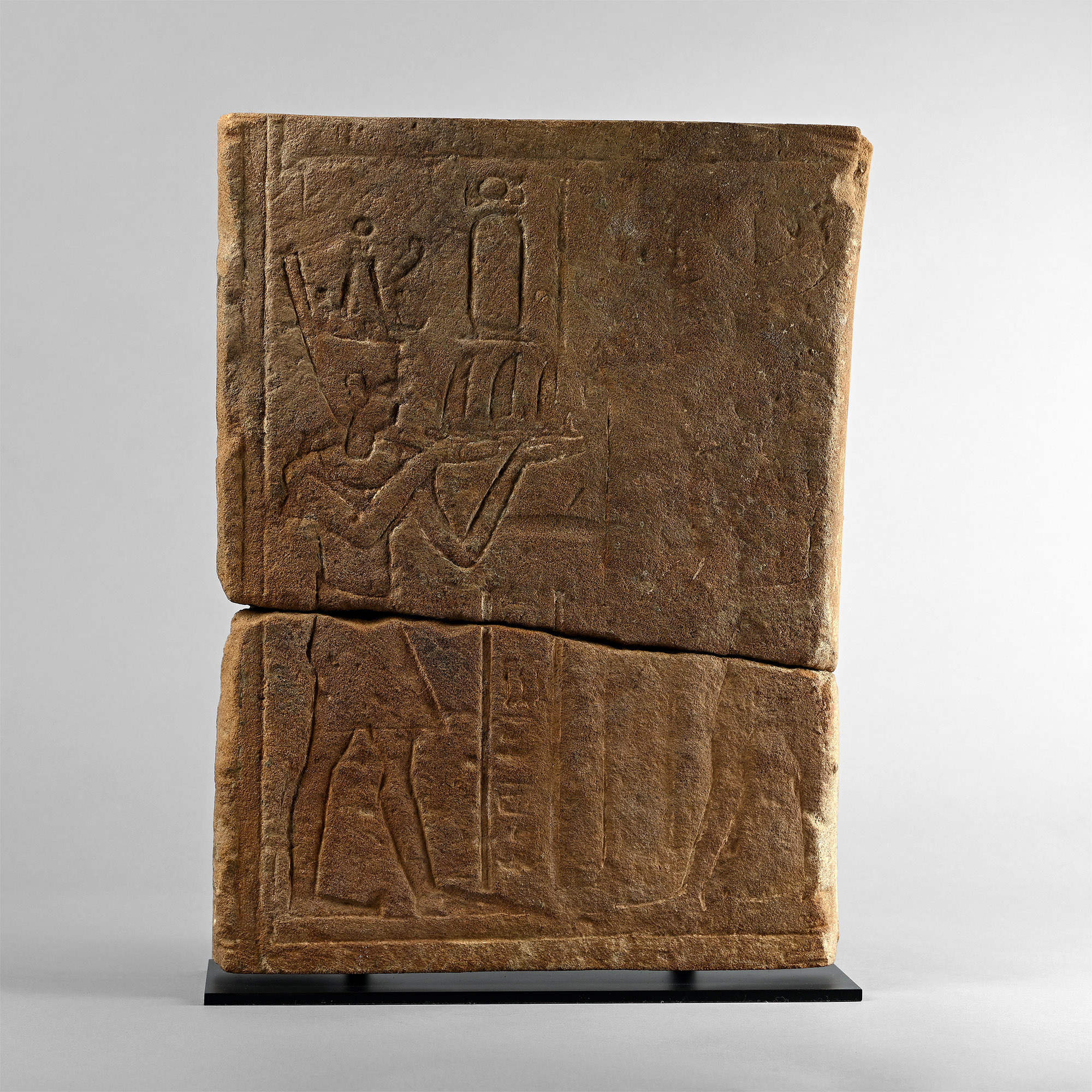 Egyptian Limestone Relief with Pharaoh Making Offerings