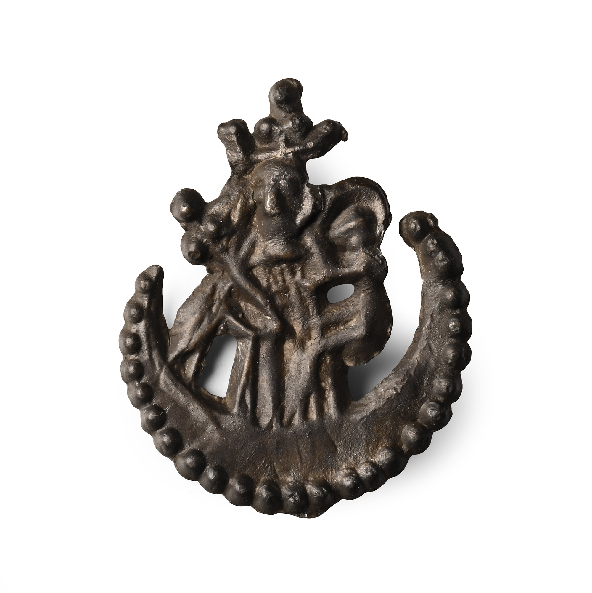 Medieval 'Thames' Pewter Pilgrim's Badge with Virgin & Child within Crescent Moon