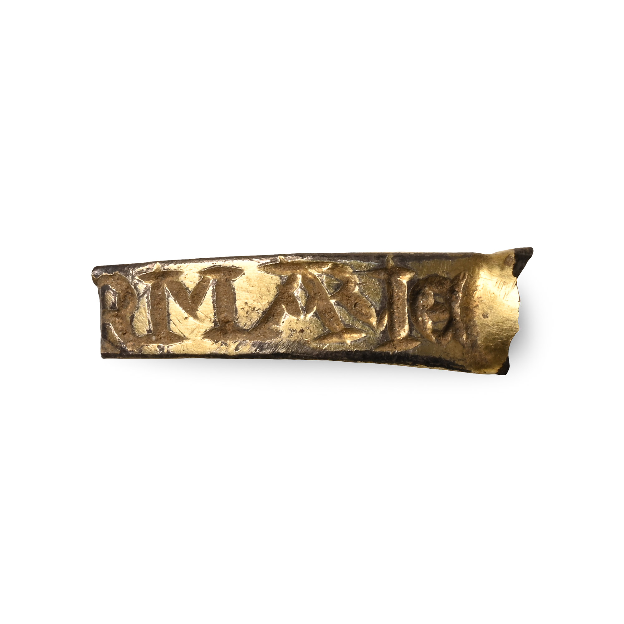 Medieval Inscribed Silver-Gilt Ring Section