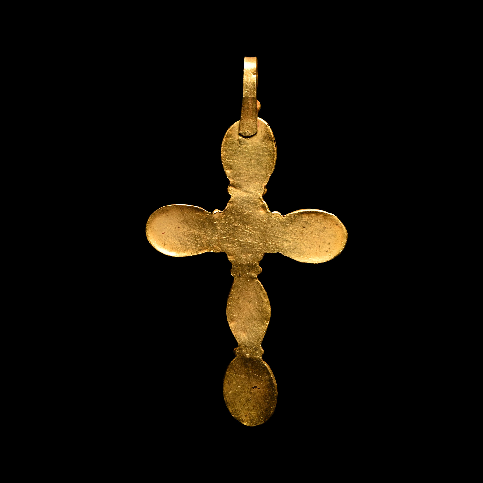 Byzantine Style Gold and Garnet Cross Pendant