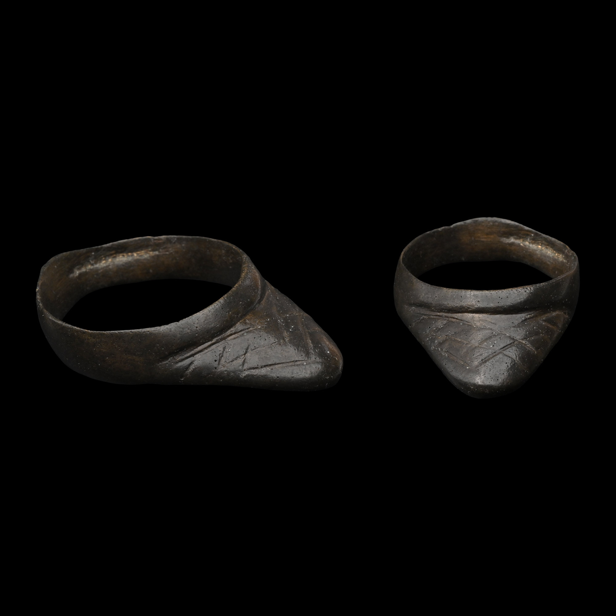 Byzantine Decorated Bronze Archer's Thumb Ring
