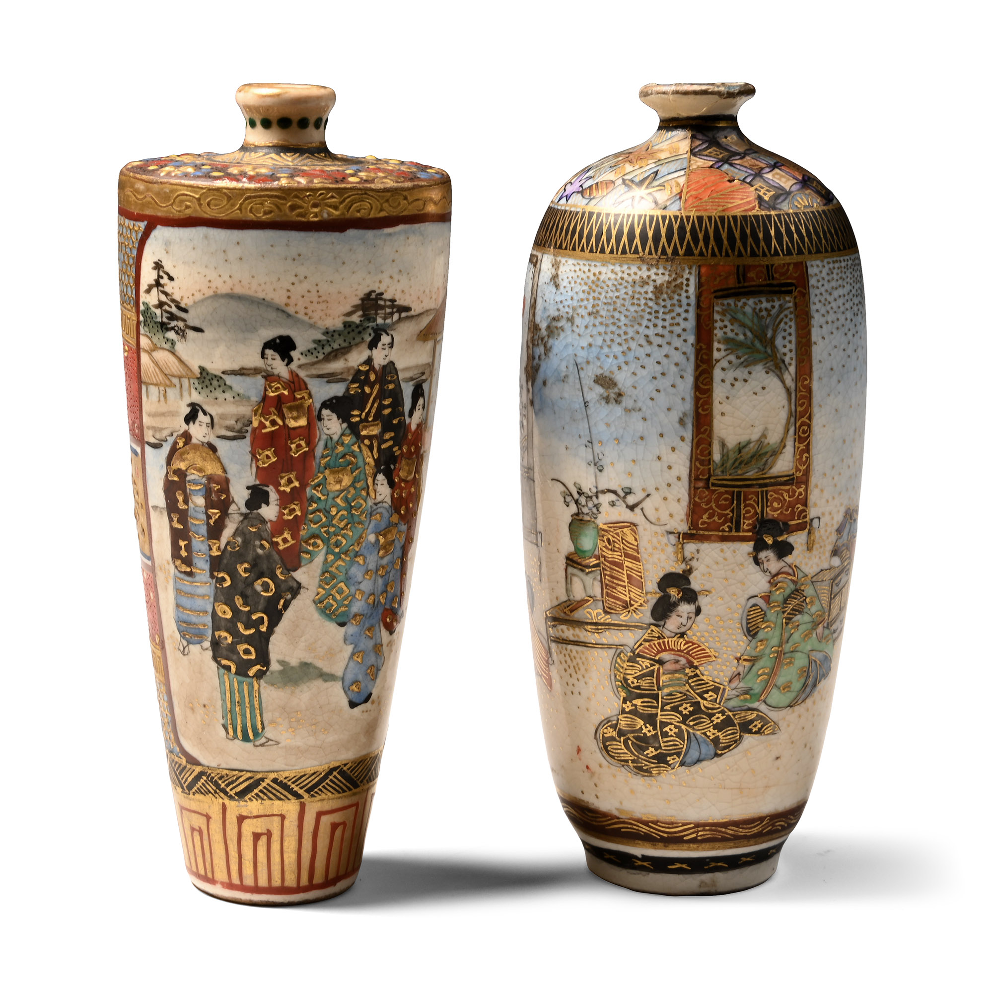 Satsuma Miniature Gilt Ceramic Vase Group