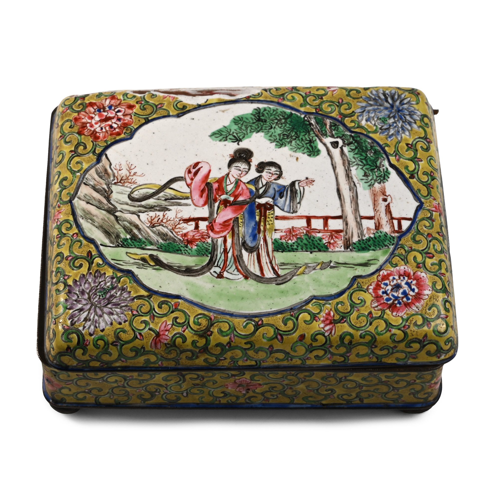 Canton Enamelled Lidded Box