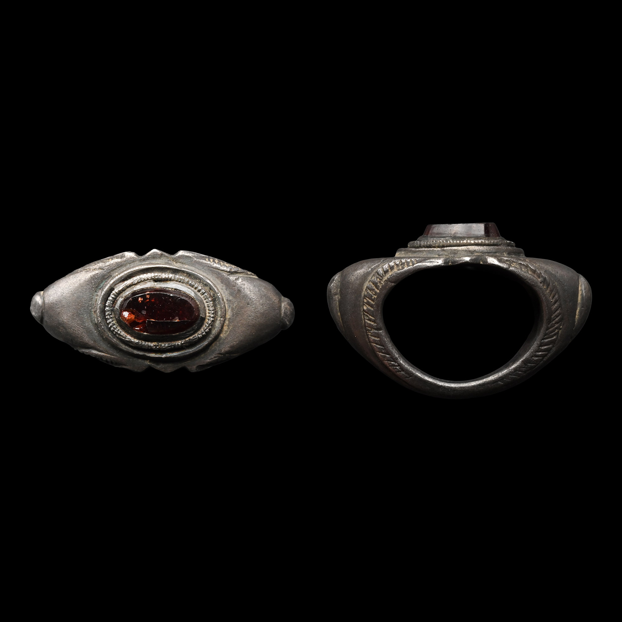 Roman Silver Ring with Garnet