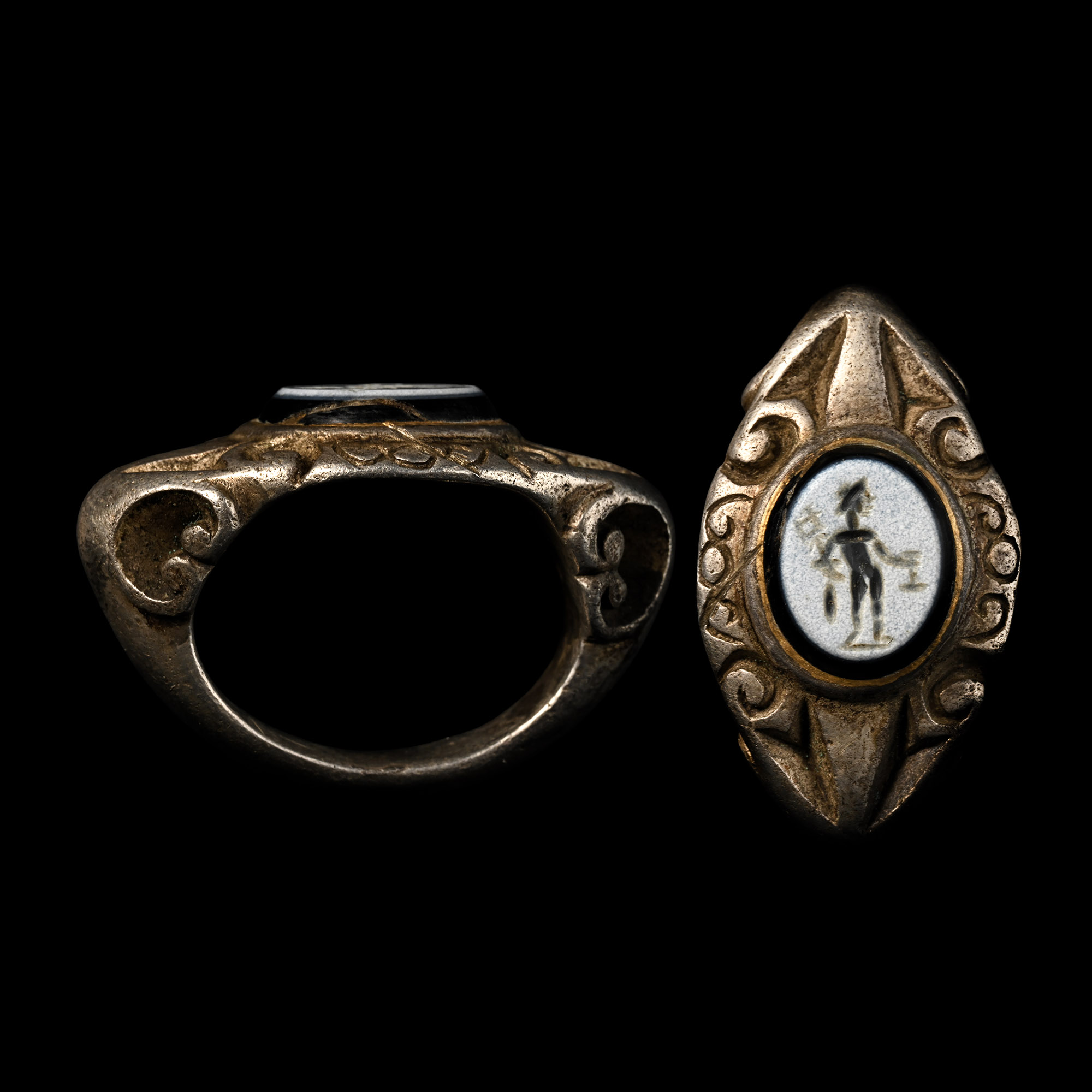 Roman Silver Ring with Mercury Gemstone