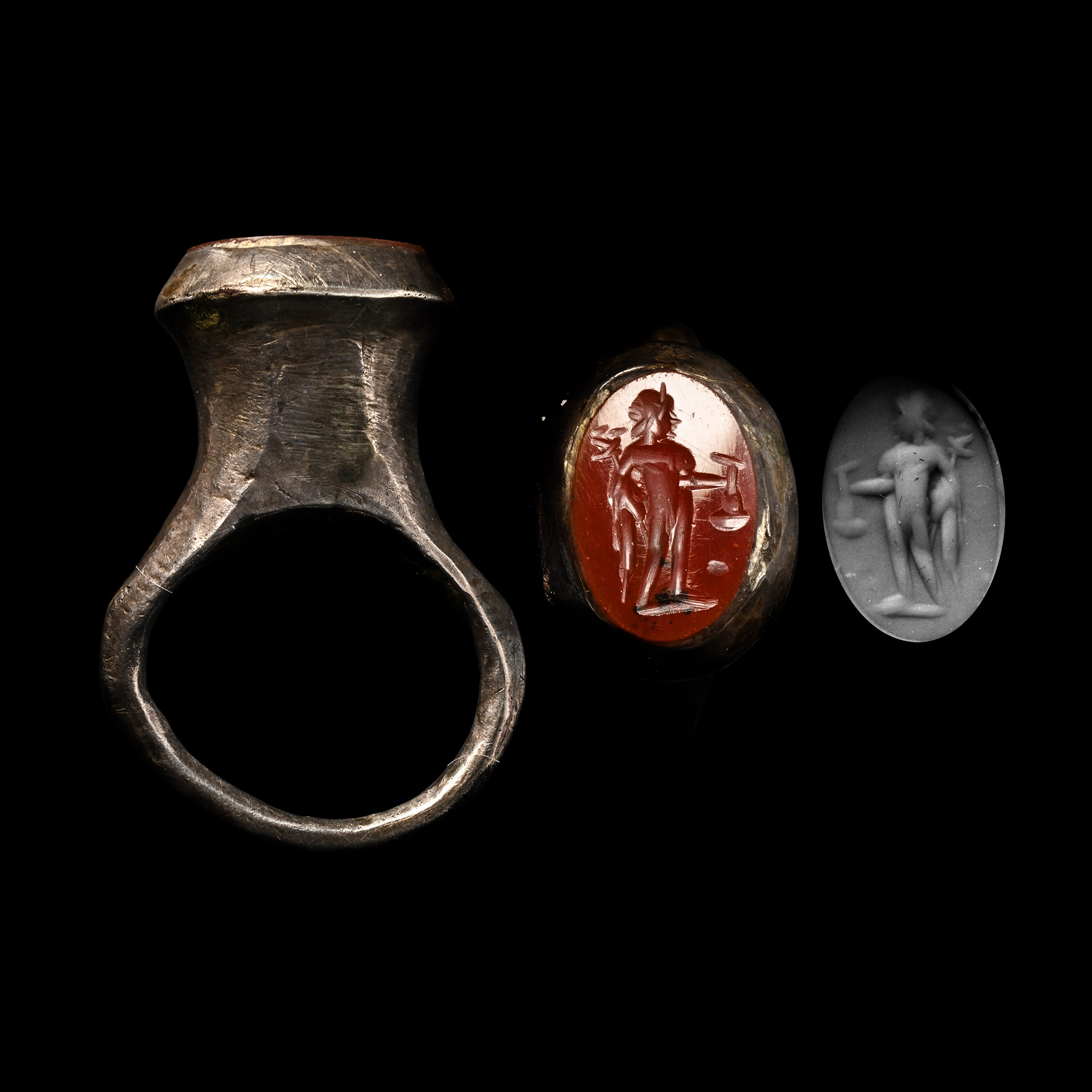 Eastern Roman Mercury Gemstone in Medieval Silver Ring