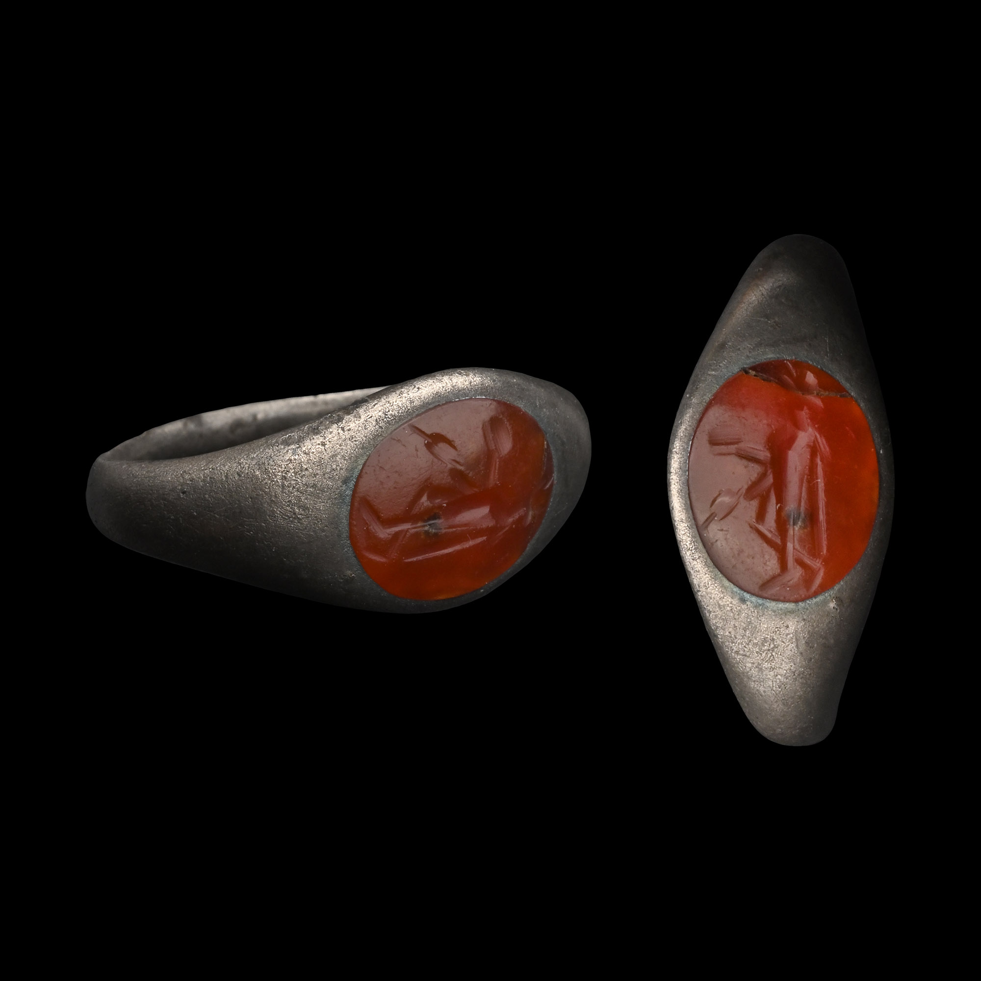 Roman Silver Ring with Apollo Gemstone