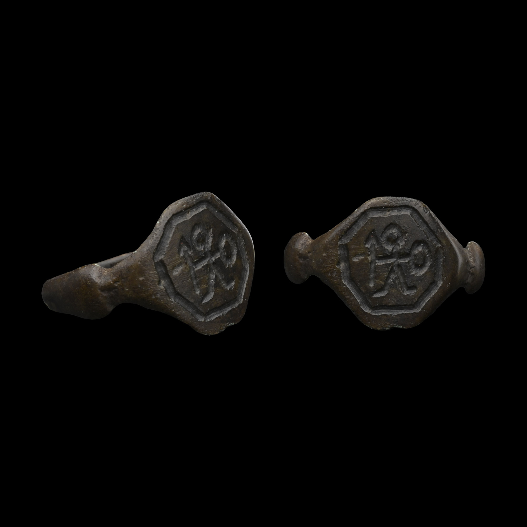 European Dark Age Bronze Ring with Warrior