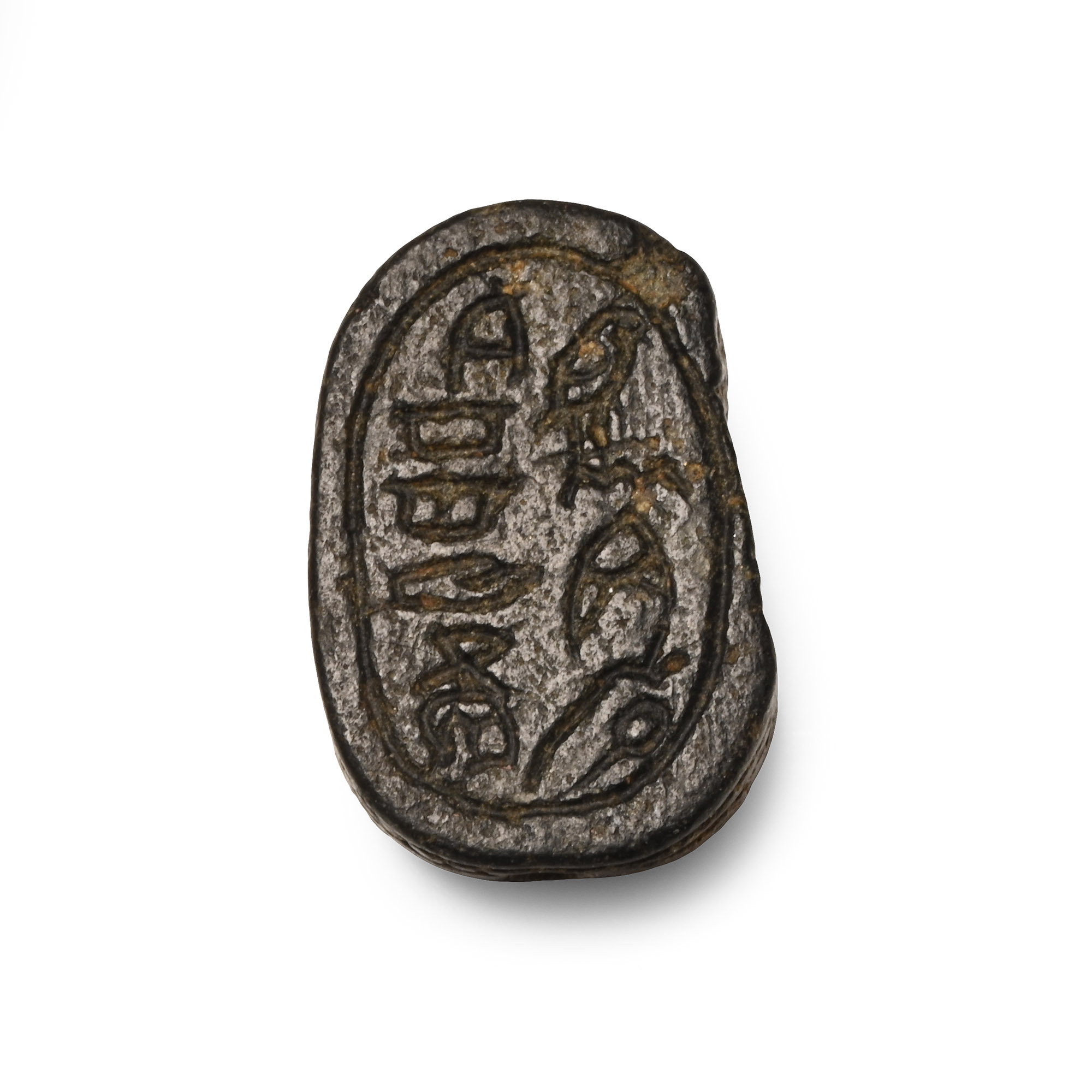 Egyptian Stone Scarab with Hieroglyphs