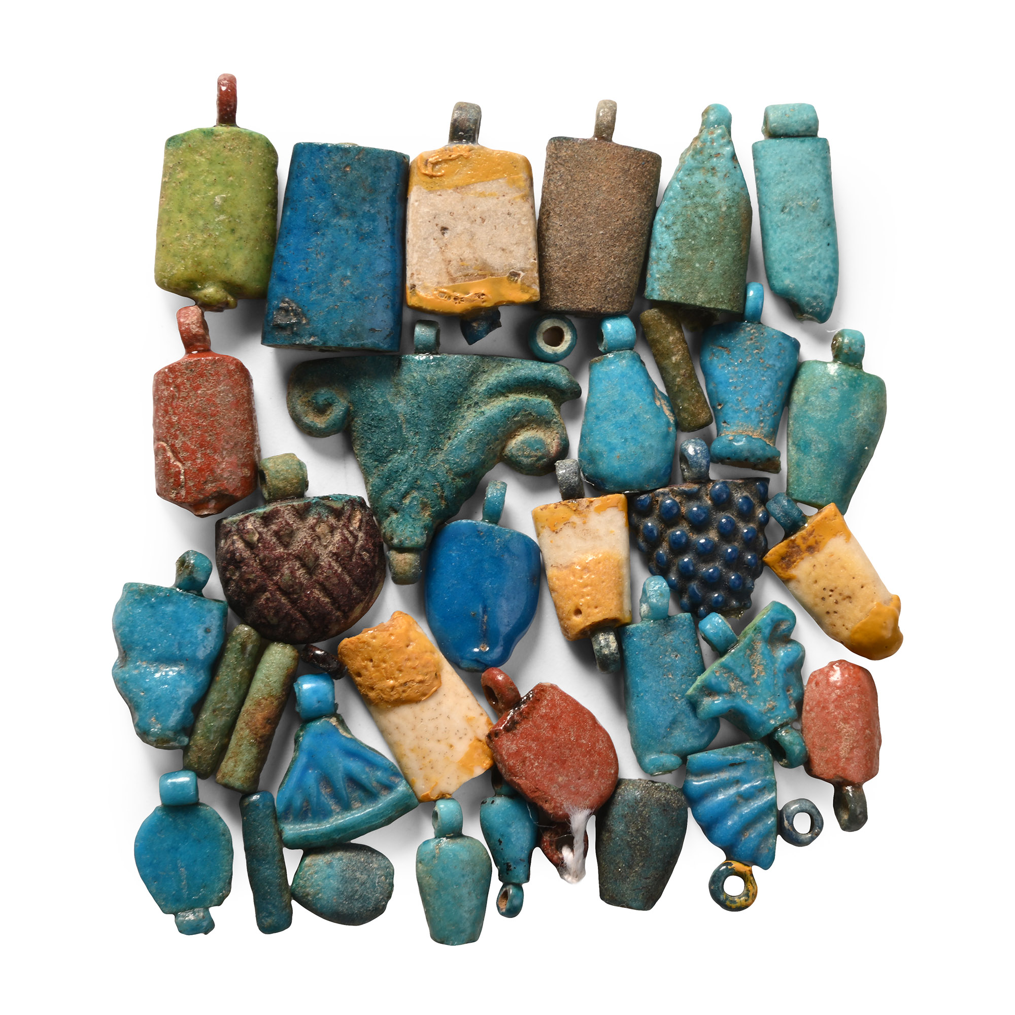 Egyptian Glazed Faience Bead and Amulet Collection