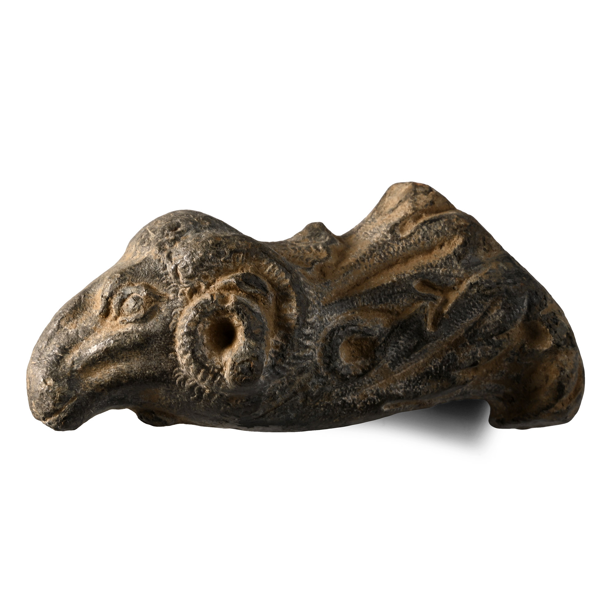 Post Medieval Lead Ram's Head Finial