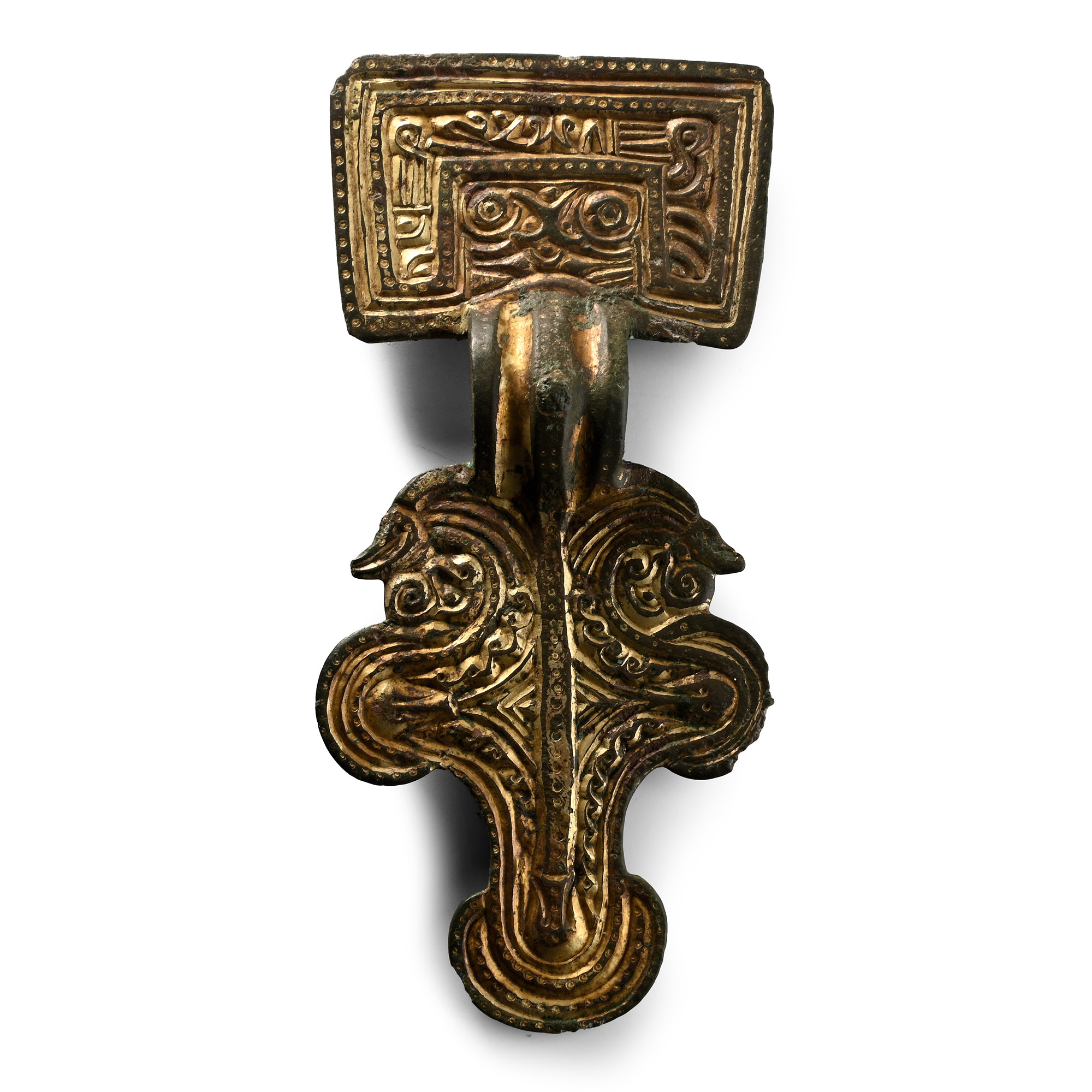 Large Anglo-Saxon Gilt Bronze Great Square-Headed Brooch