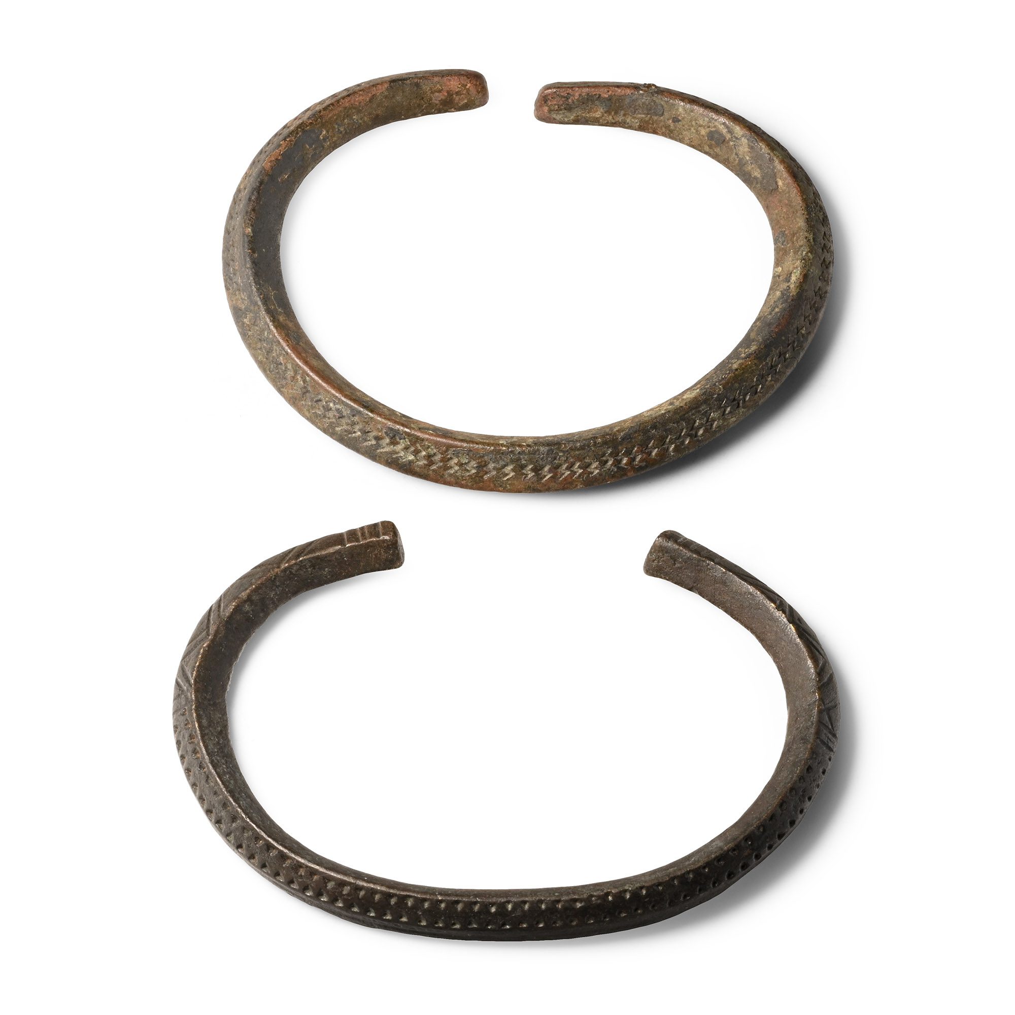 Viking Stamped Bronze Bracelet Pair