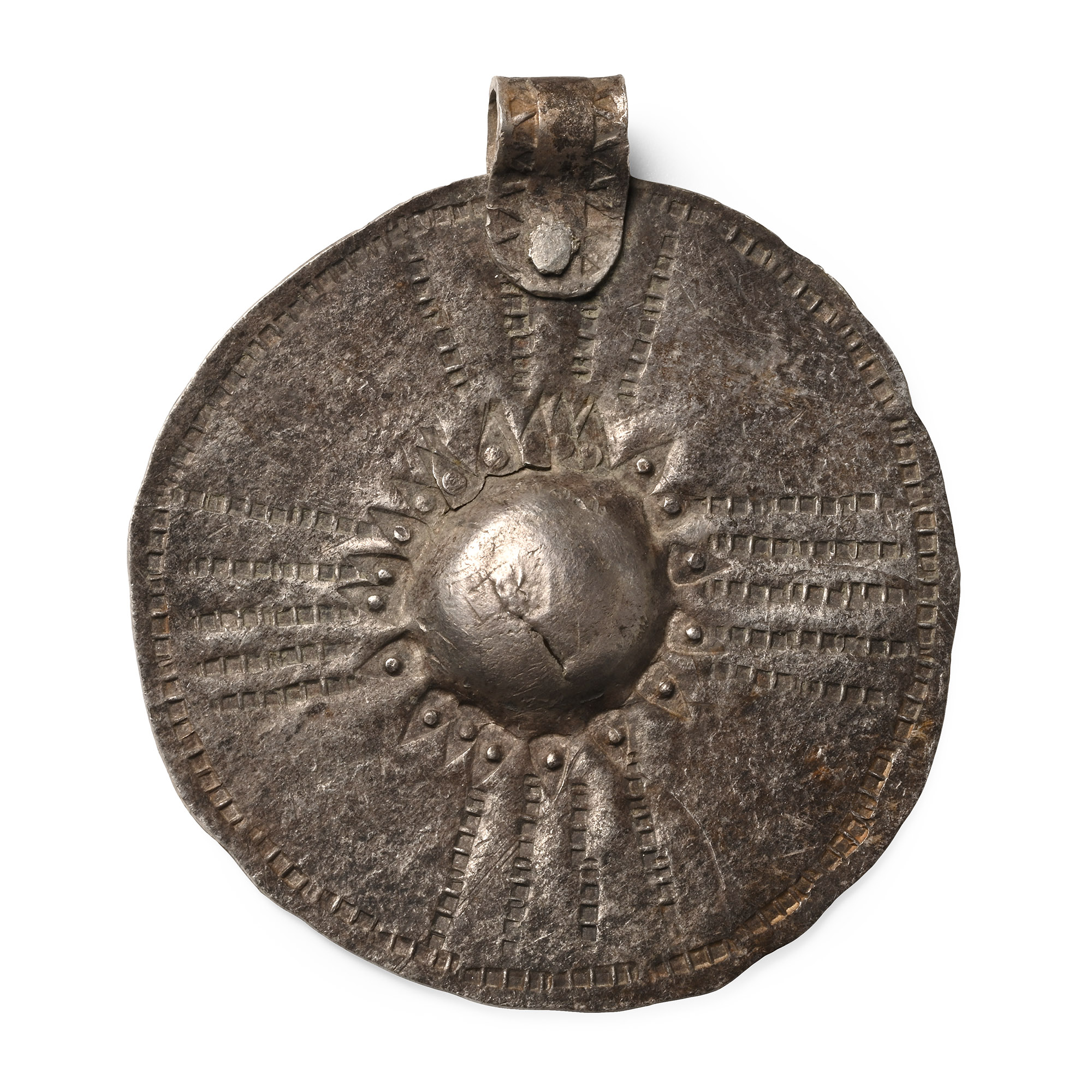 Viking Silver Stamped Shield Pendant